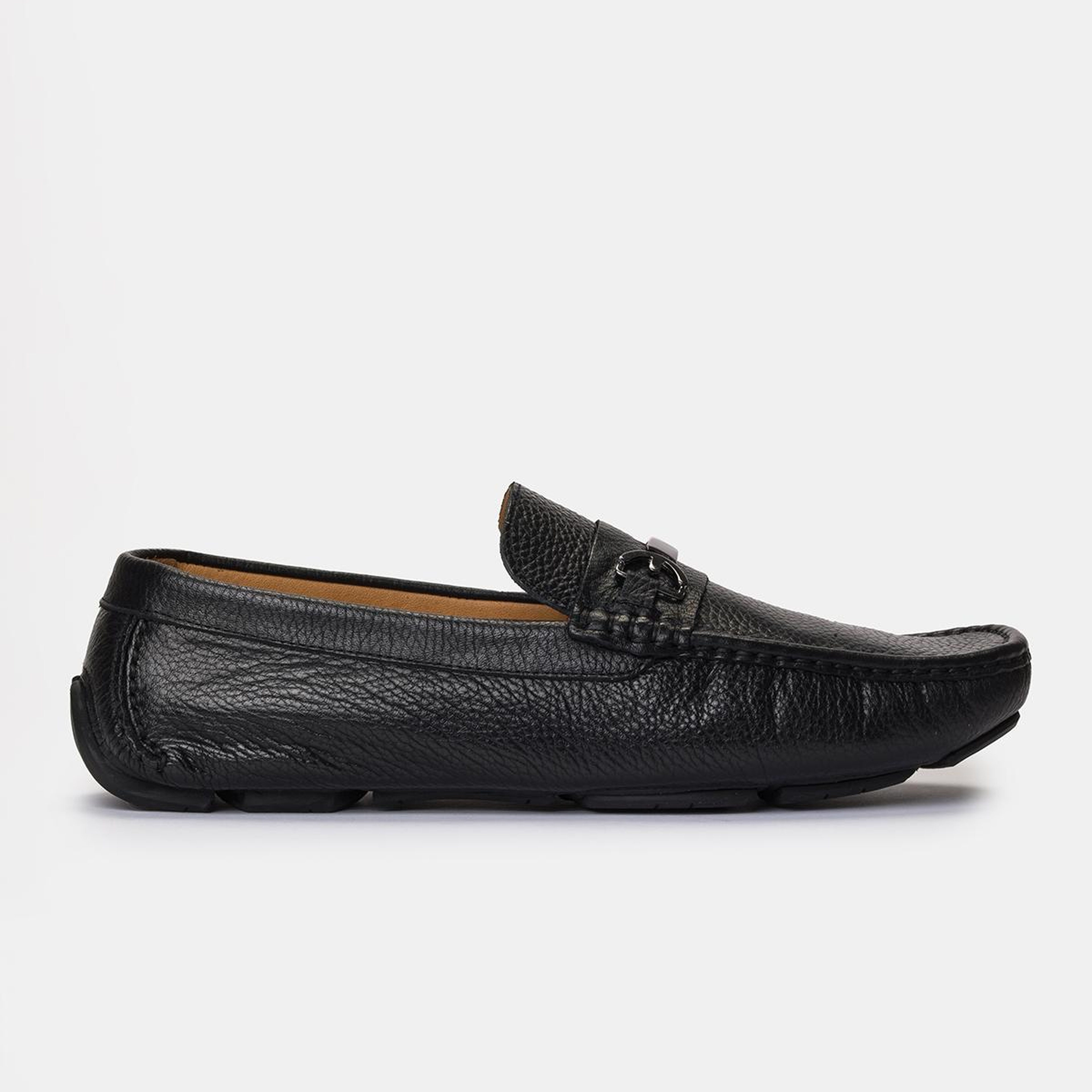 Erkek Siyah Deri Tokalı Loafer