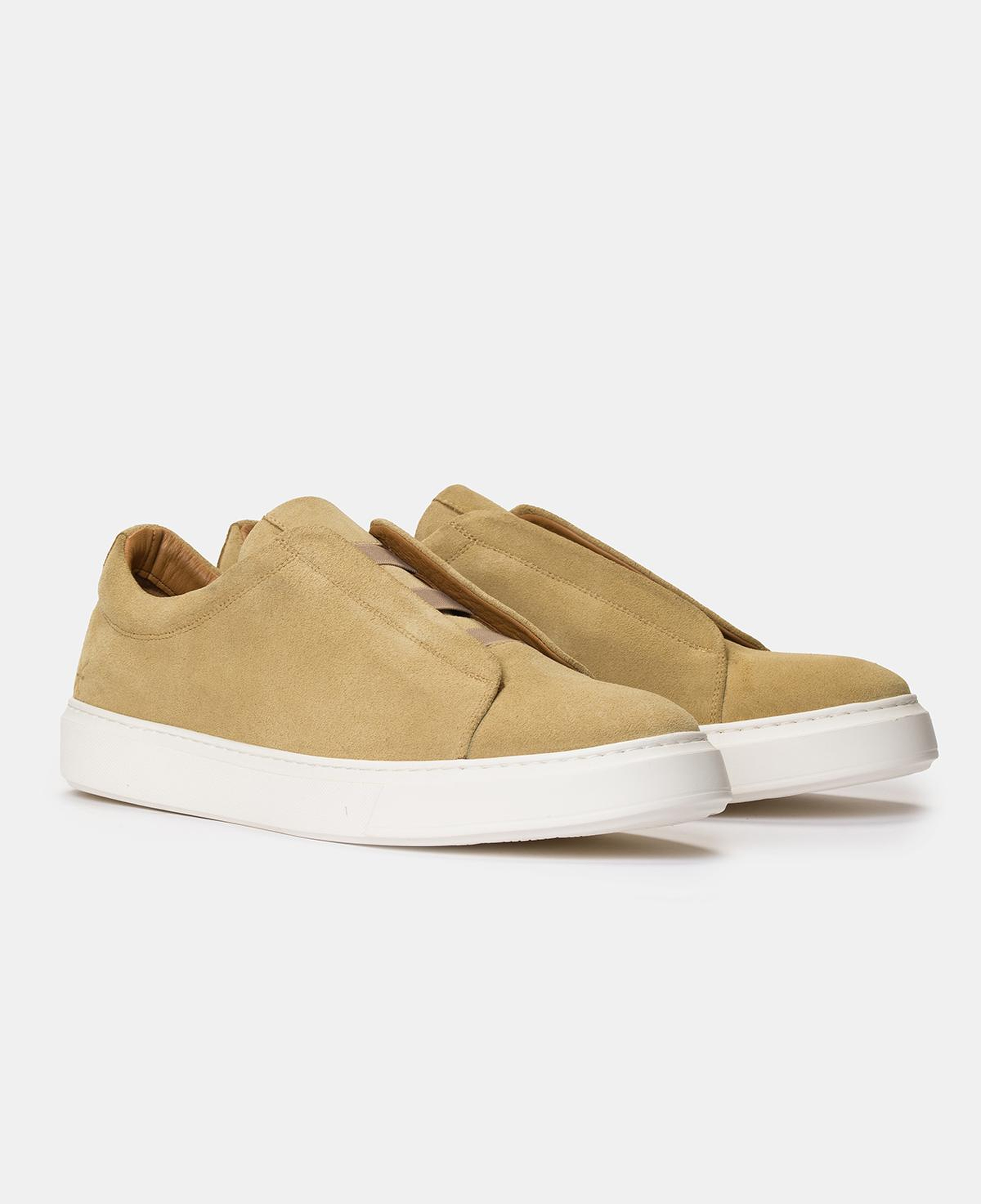 Erkek Bej Bağcıksız Süet Sneaker