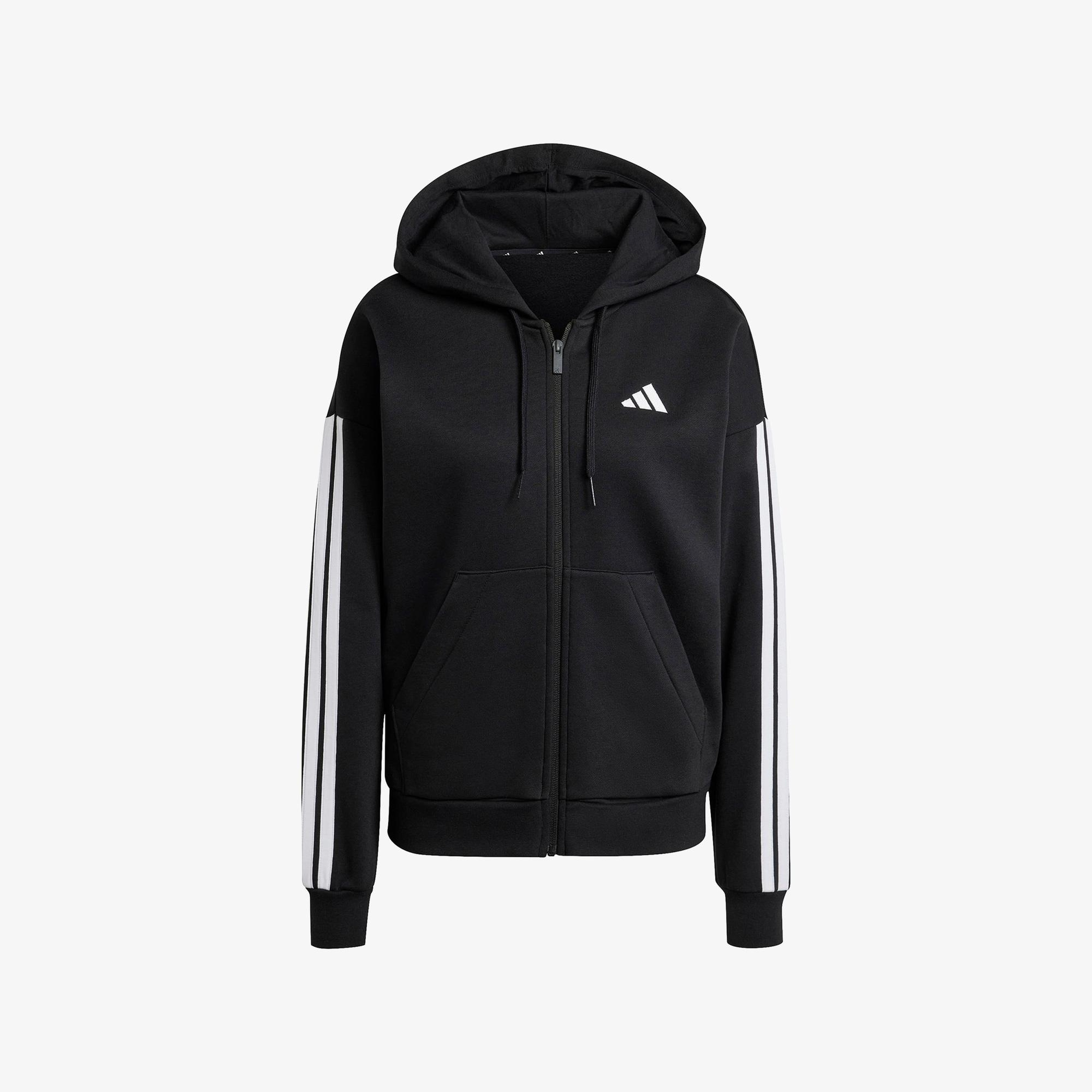 adidas Essentials 3 Stripes Full Zip Kadın Siyah Polar