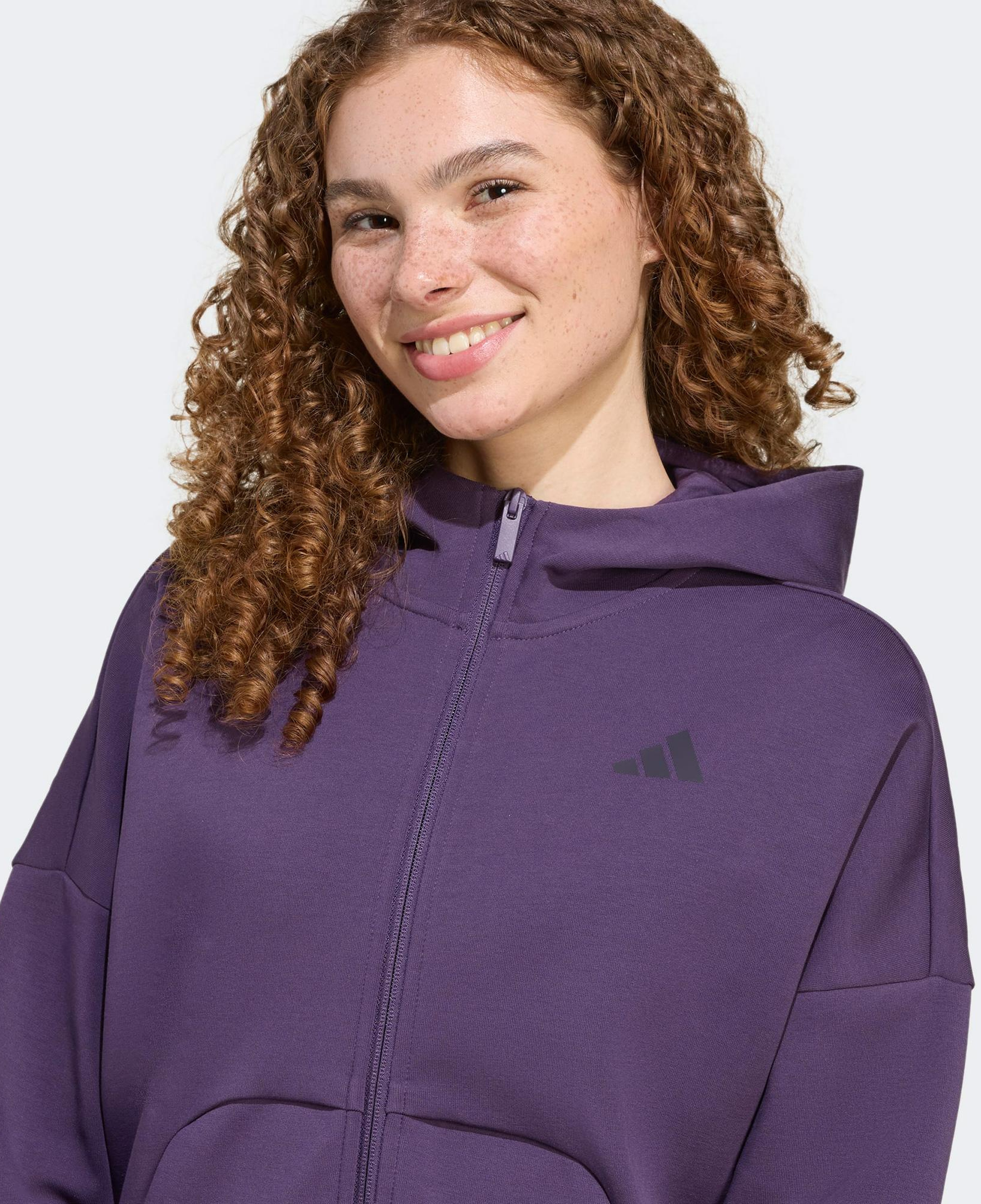 adidas Future icons Small Logo Full Zip Kadın Mor Eşofman Üstü