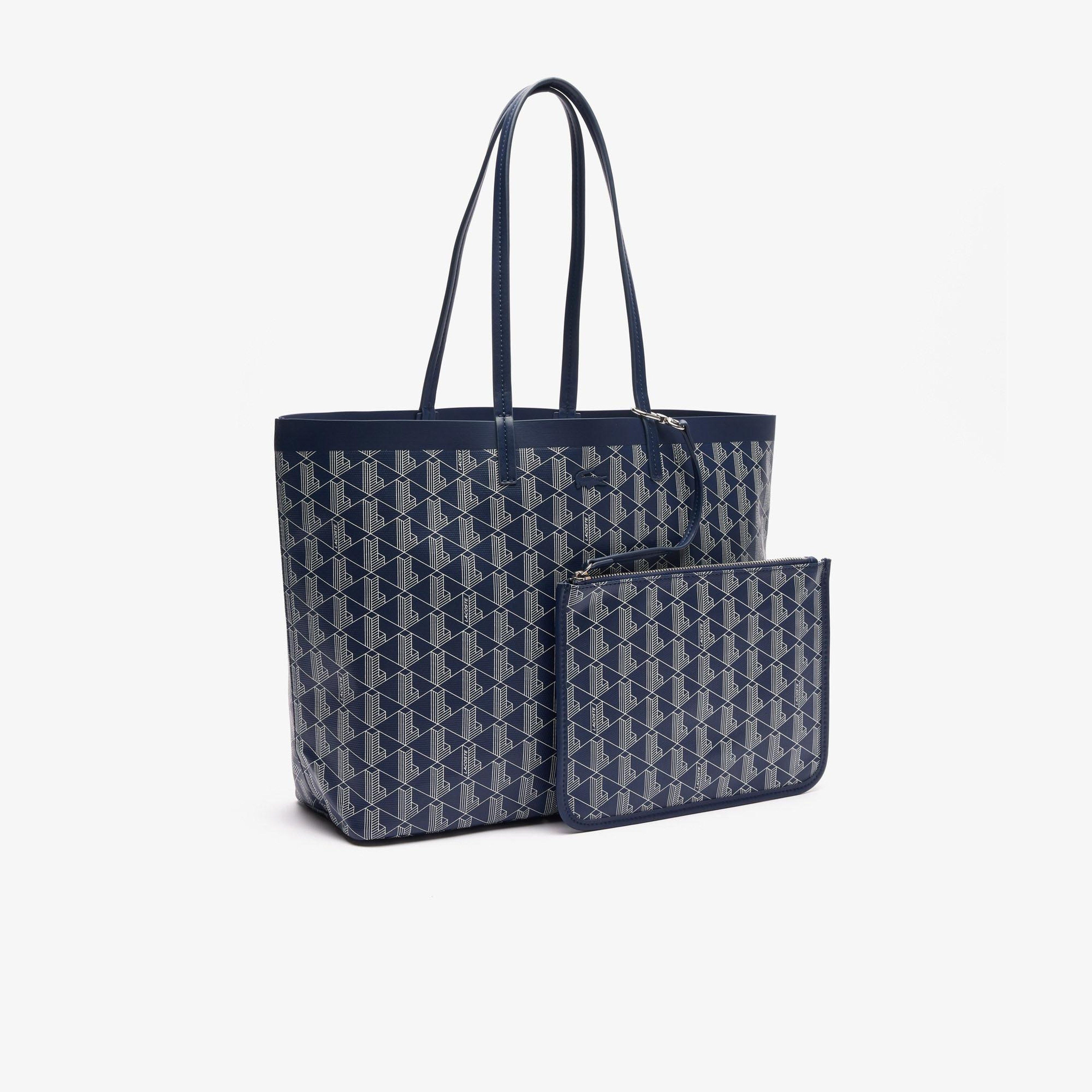 Zely Canvas Kadın Monogram Lacivert Omuz Çantası