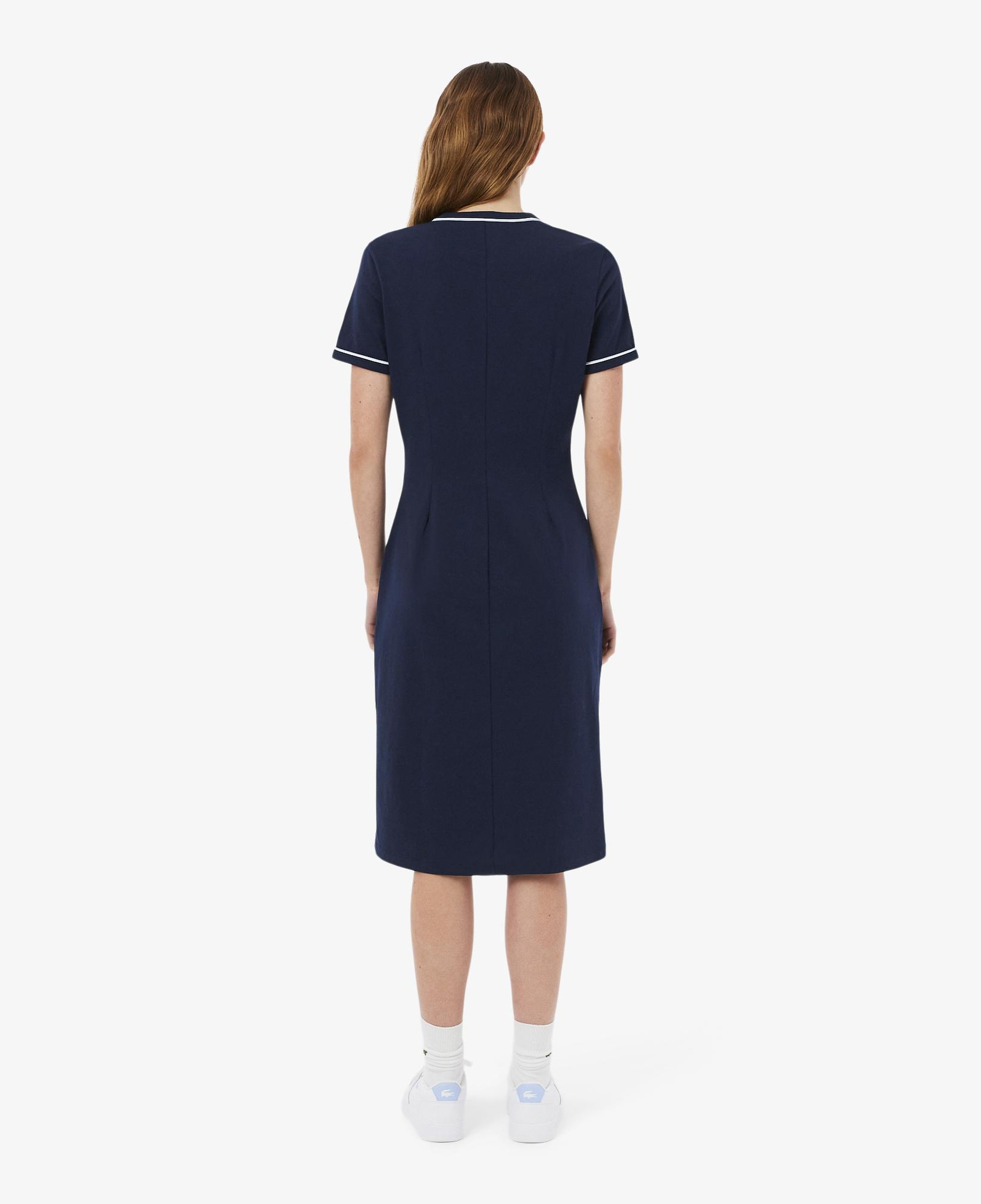 Kadın Slim Fit Kısa Kollu Bisiklet Yaka Organik Pamuk Lacivert Elbise