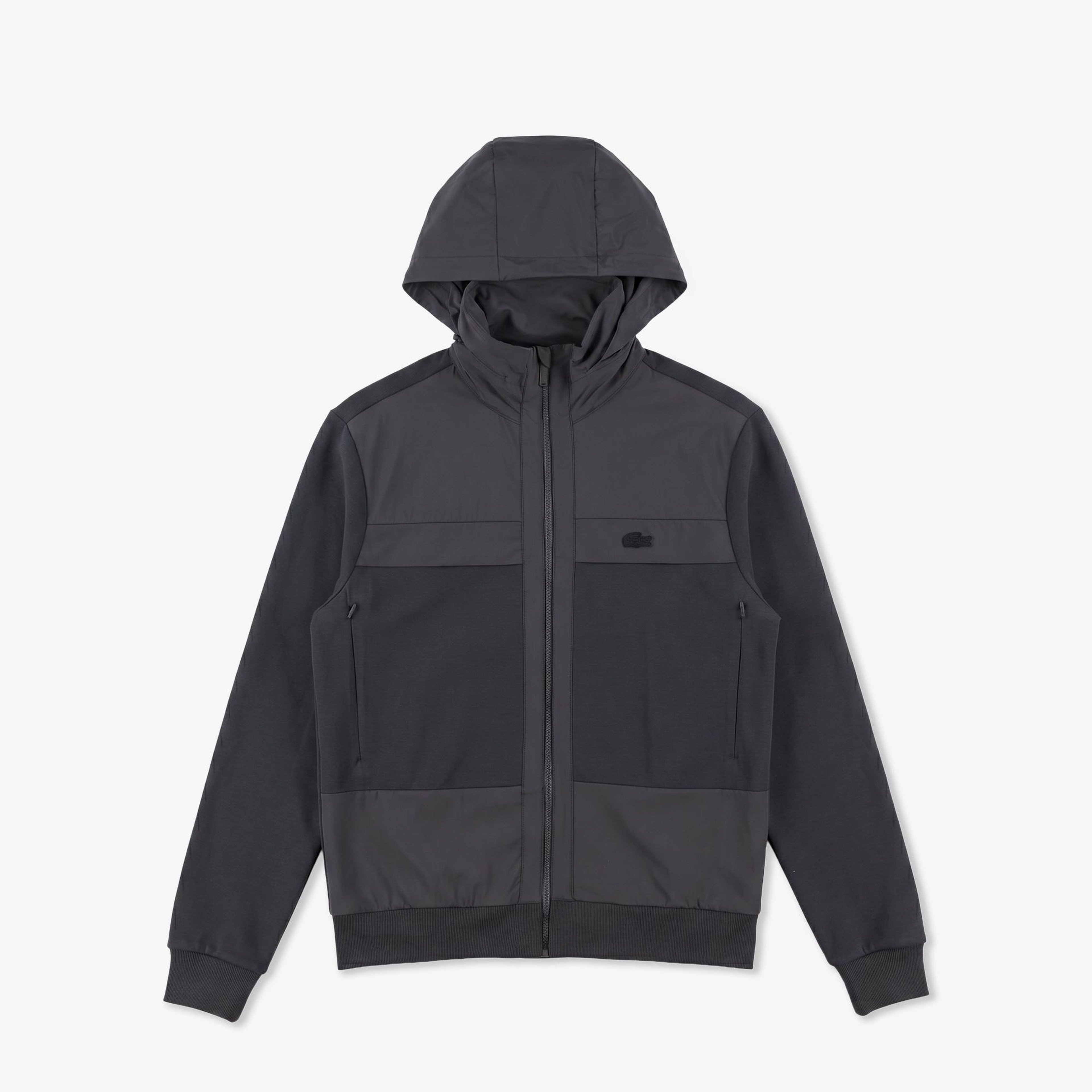 Erkek Regular Fit Fermuarlı Renk Bloklu Koyu Gri Sweatshirt