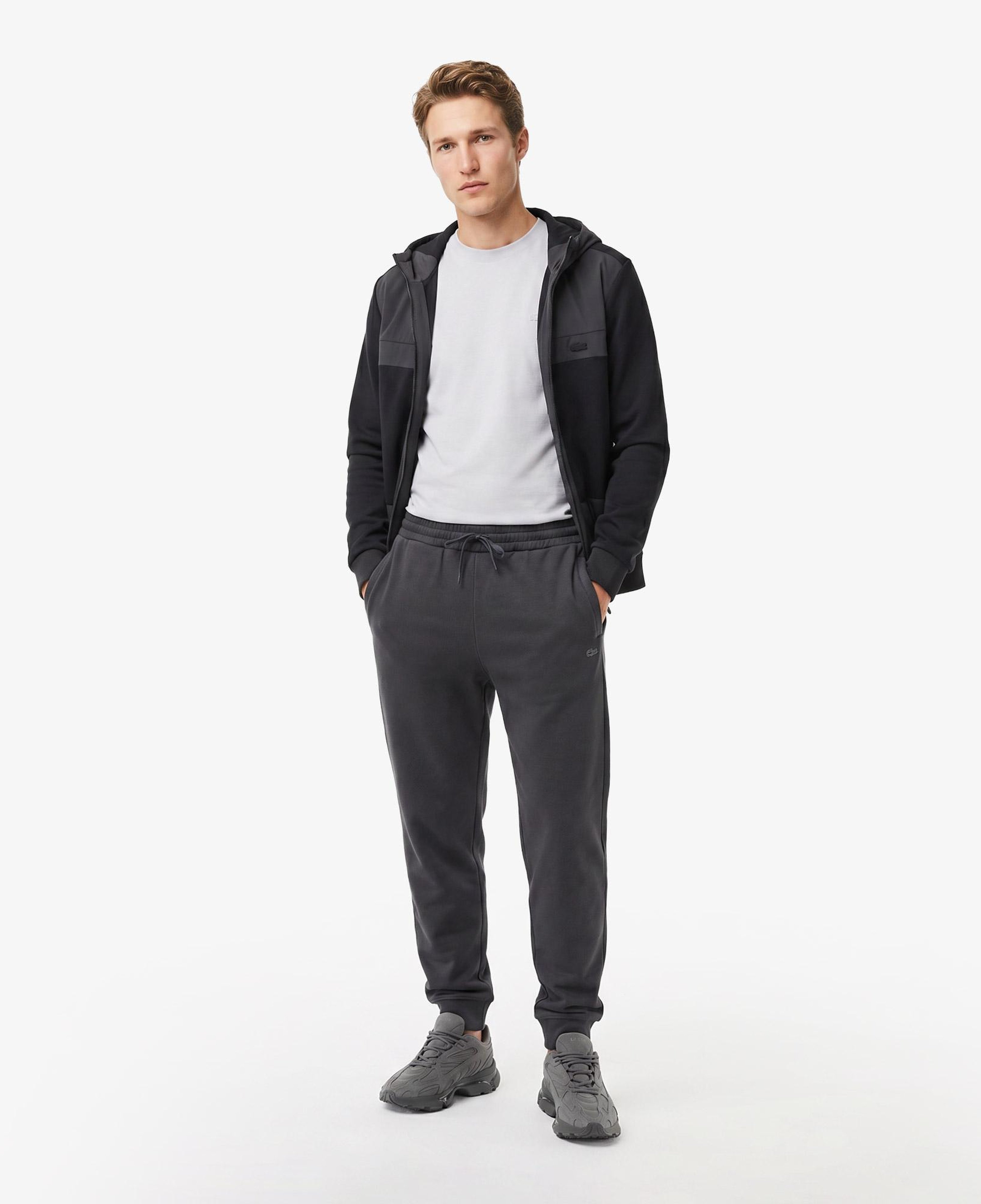 Erkek Regular Fit Fermuarlı Renk Bloklu Koyu Gri Sweatshirt