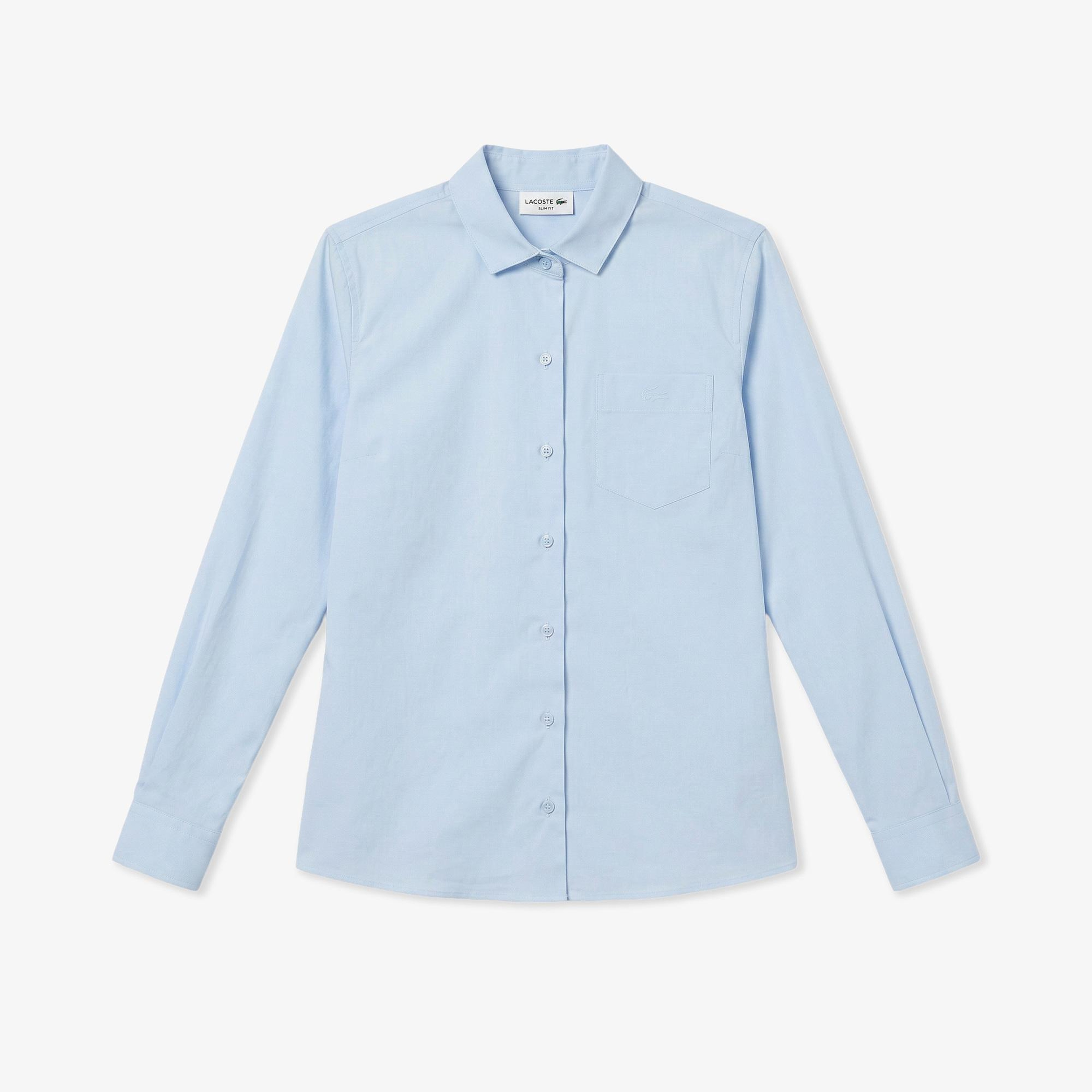 Kadın Slim Fit Mavi Gömlek
