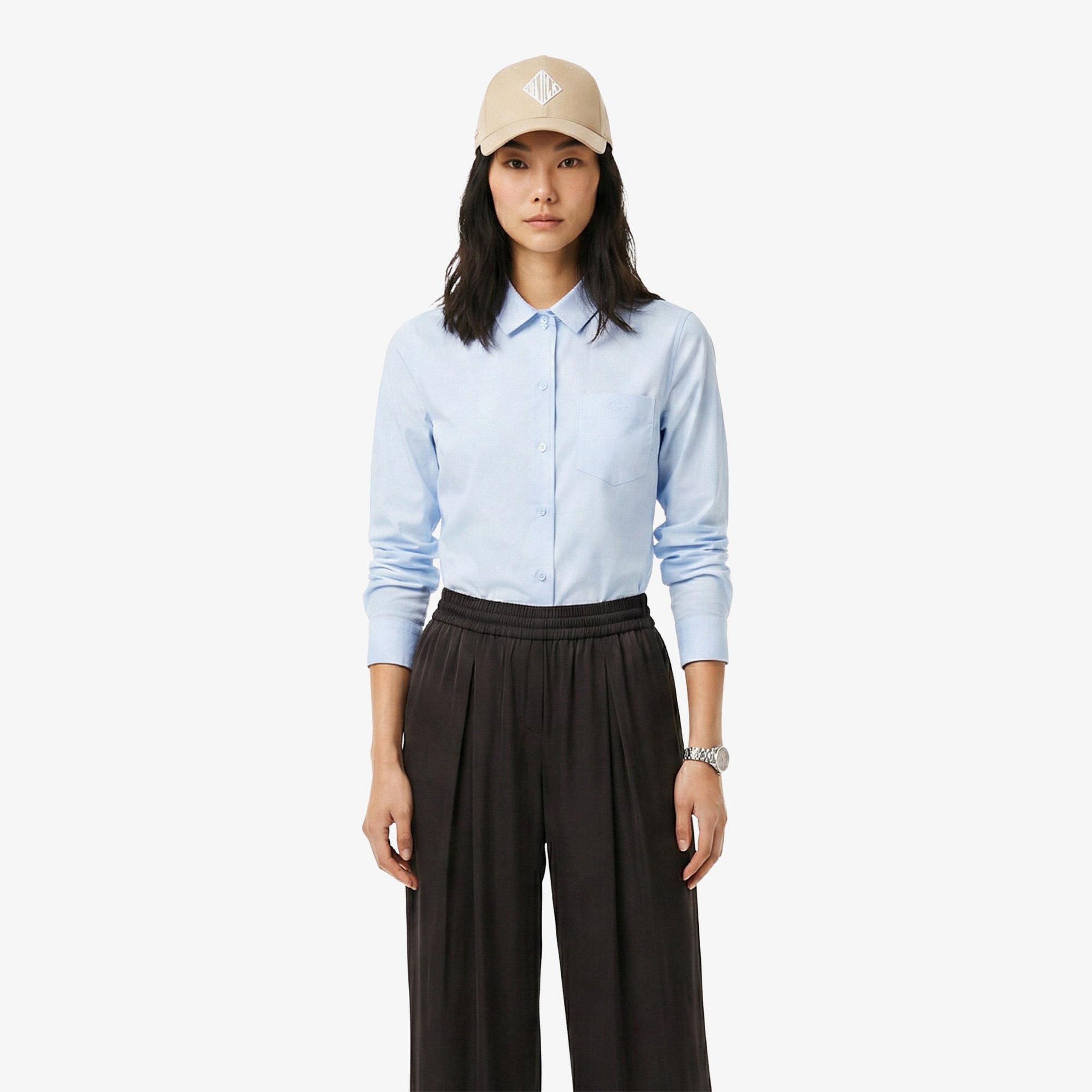 Kadın Slim Fit Mavi Gömlek