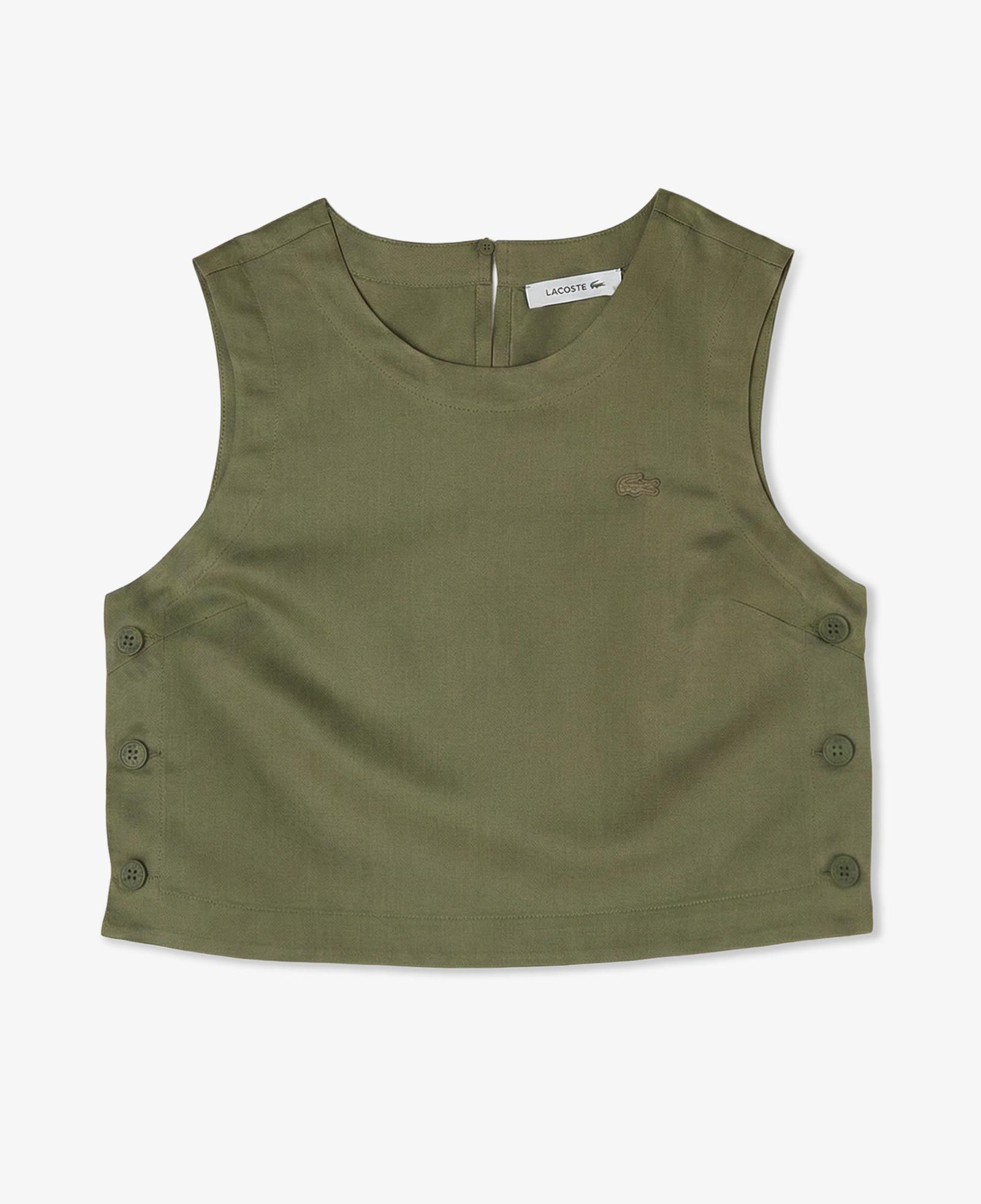 Kadın Slim Fit Kolsuz Haki Bluz