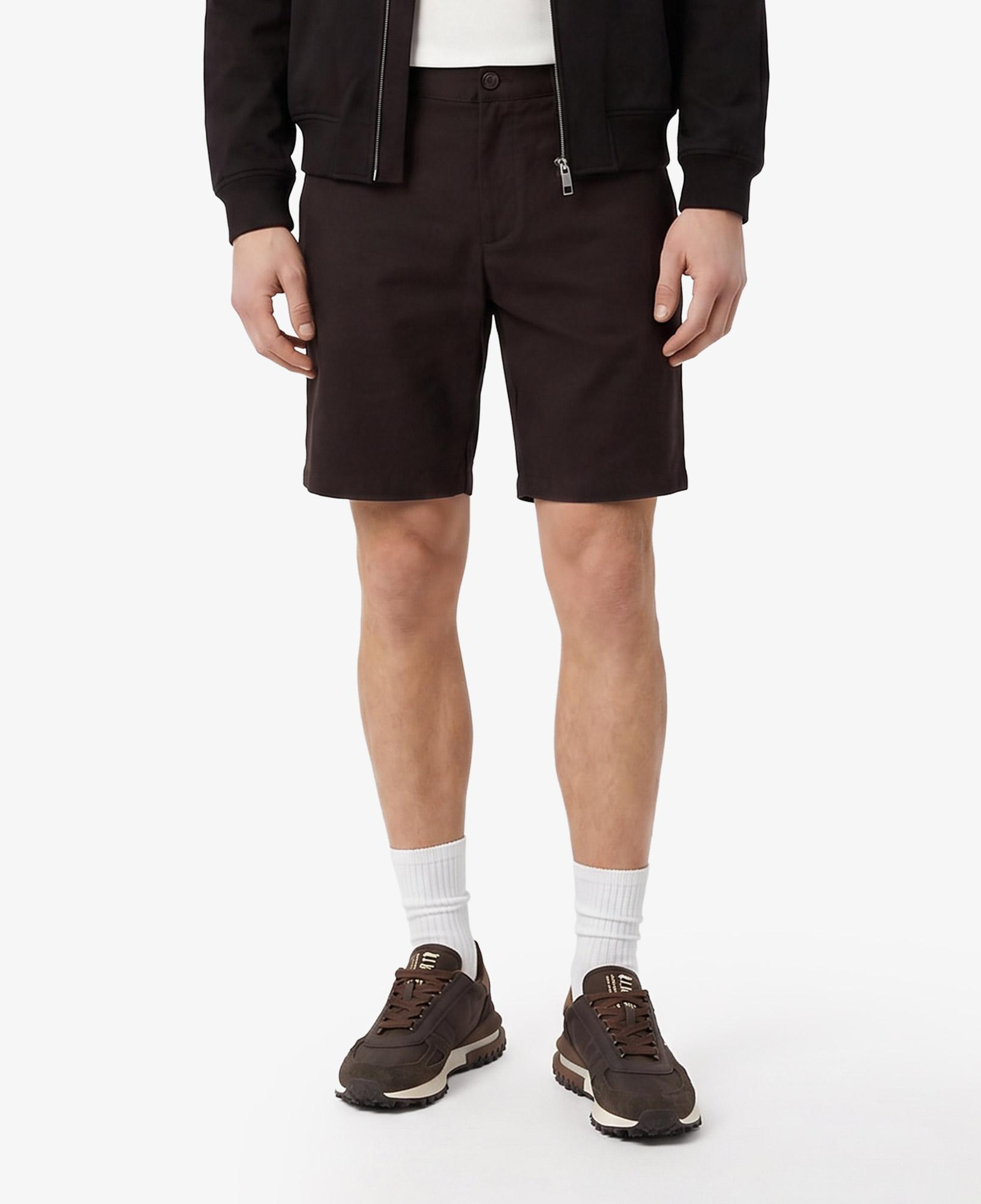 Erkek Tapered Fit Keten Kahverengi Bermuda Şort