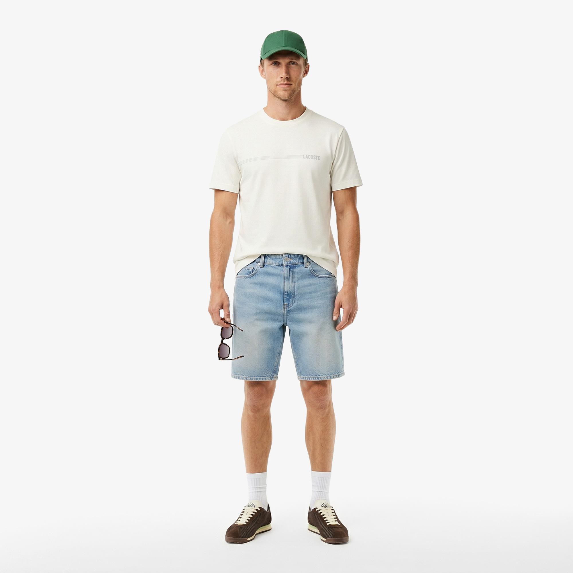 Erkek Relaxed Fit Bisiklet Yaka Baskılı Beyaz T-Shirt