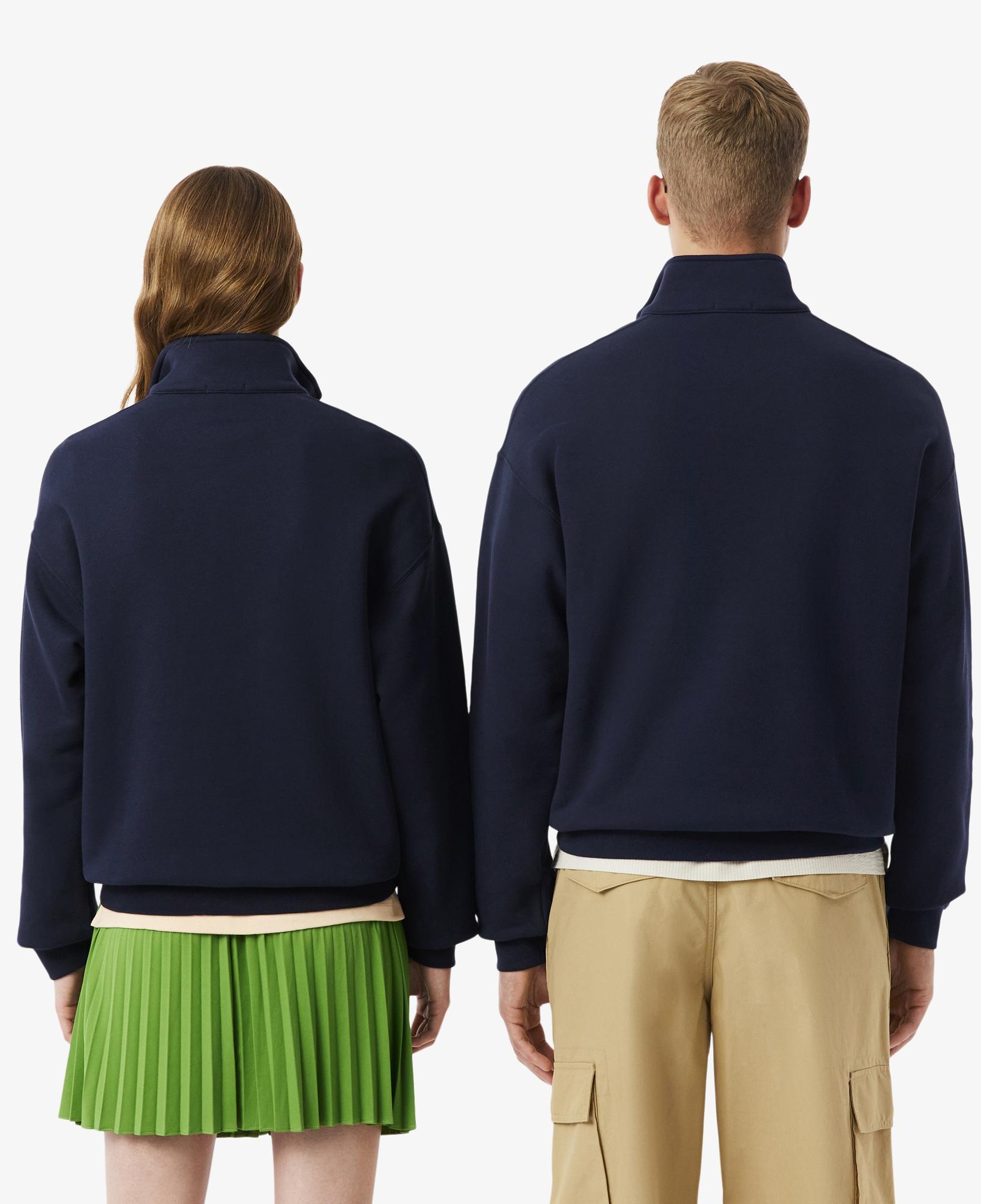 Unisex Loose Fit Yarım Fermuarlı Lacivert Sweatshirt