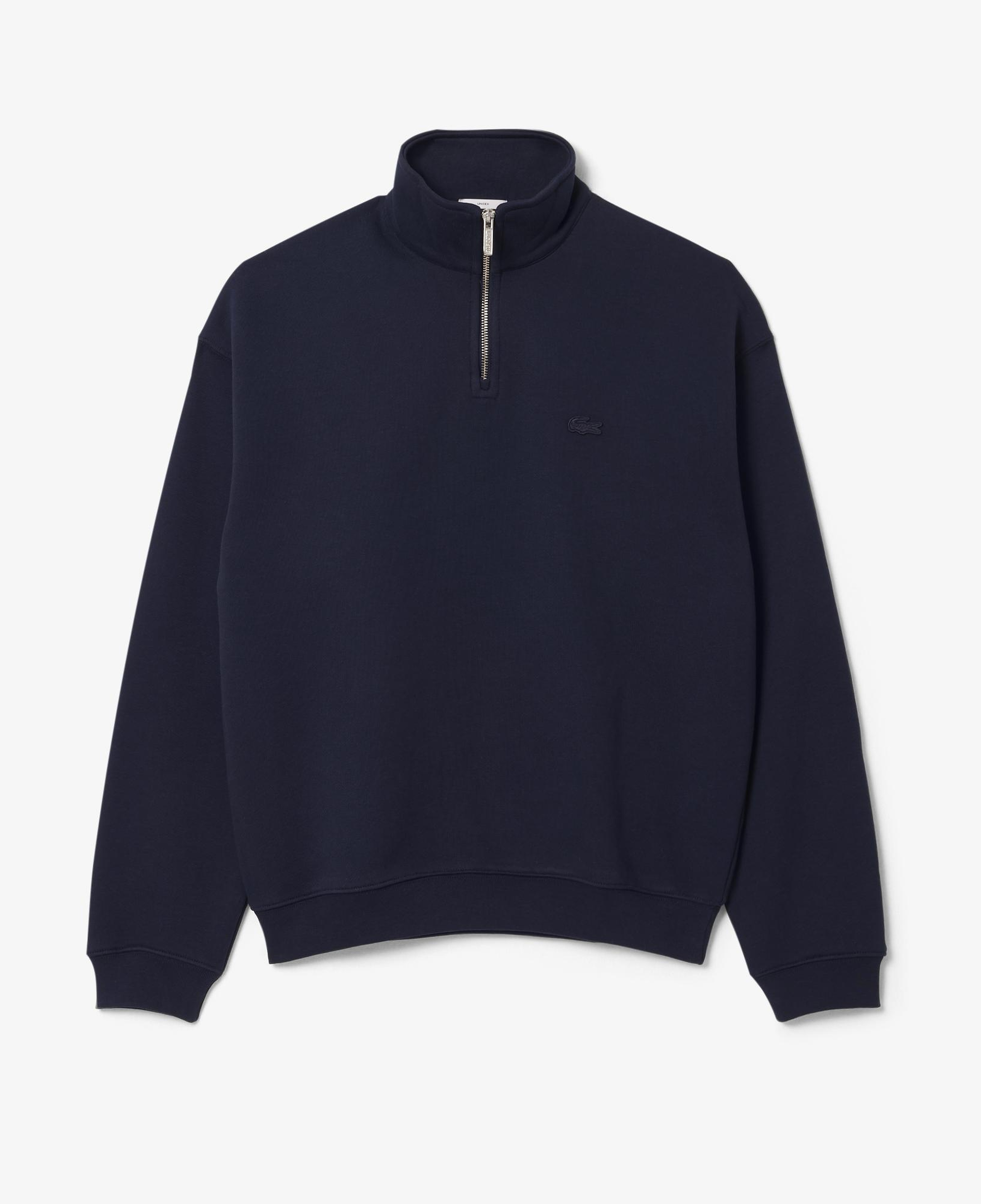 Unisex Loose Fit Yarım Fermuarlı Lacivert Sweatshirt