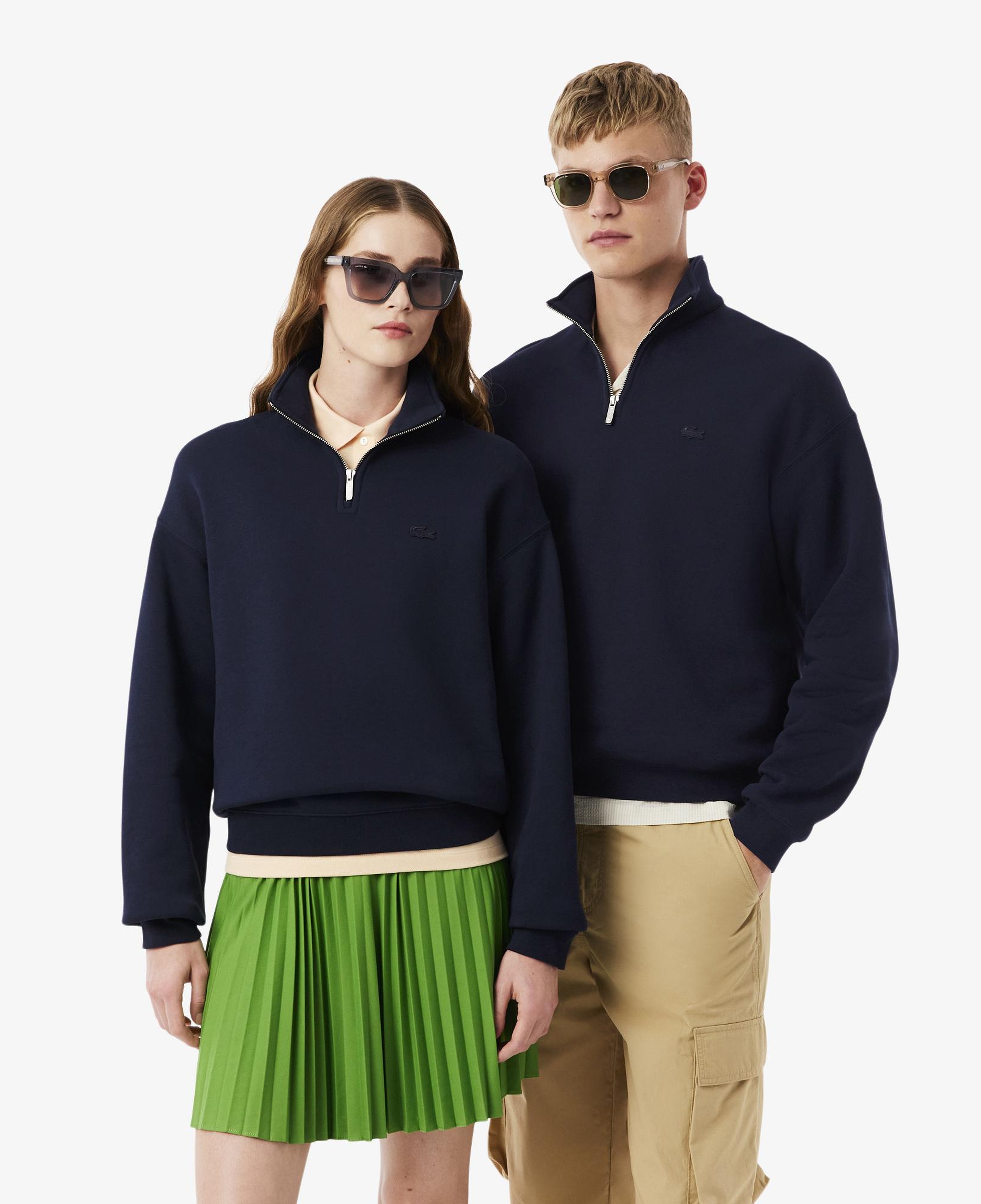 Unisex Loose Fit Yarım Fermuarlı Lacivert Sweatshirt