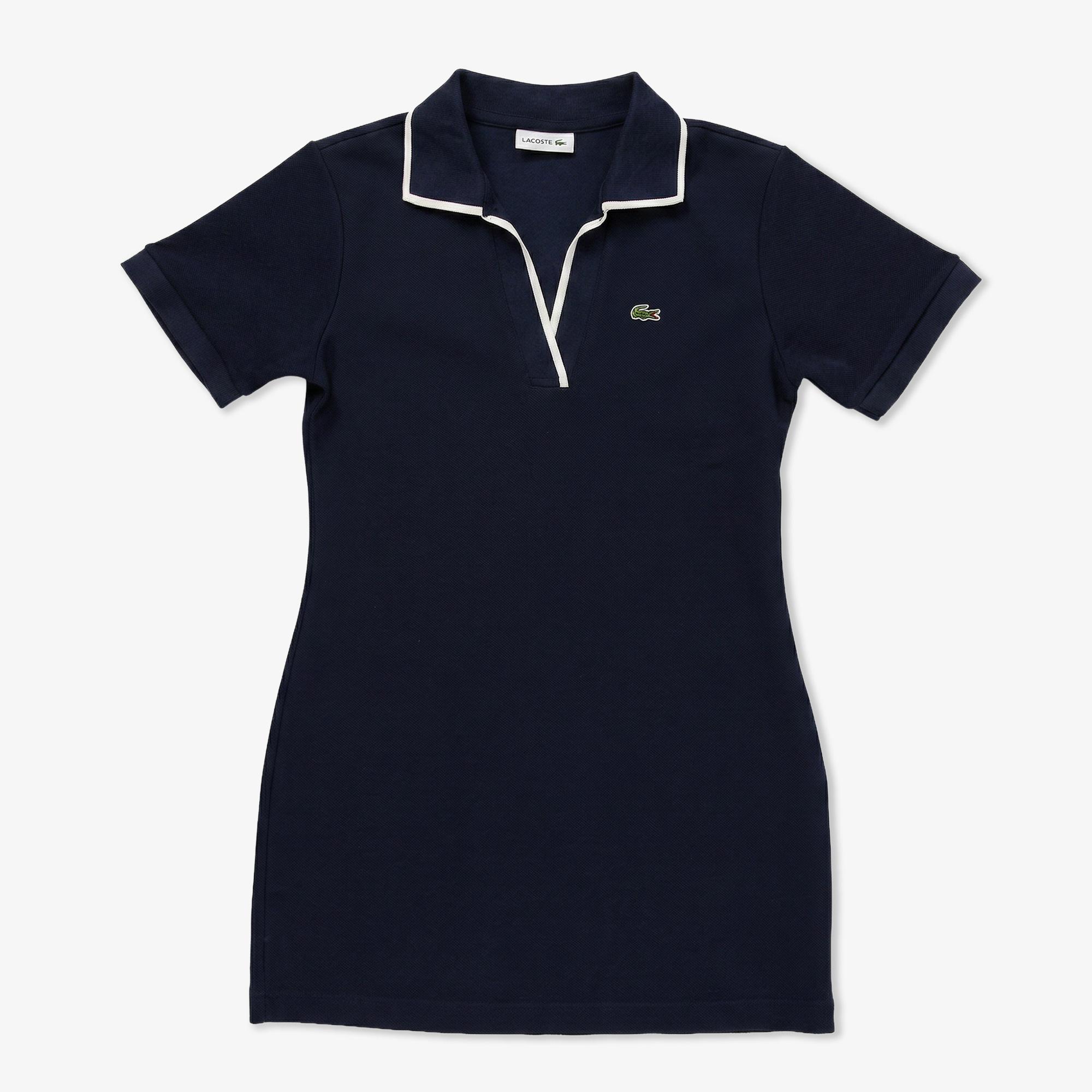 Kadın Classic Fit Kısa Kollu Polo Yaka Lacivert Elbise