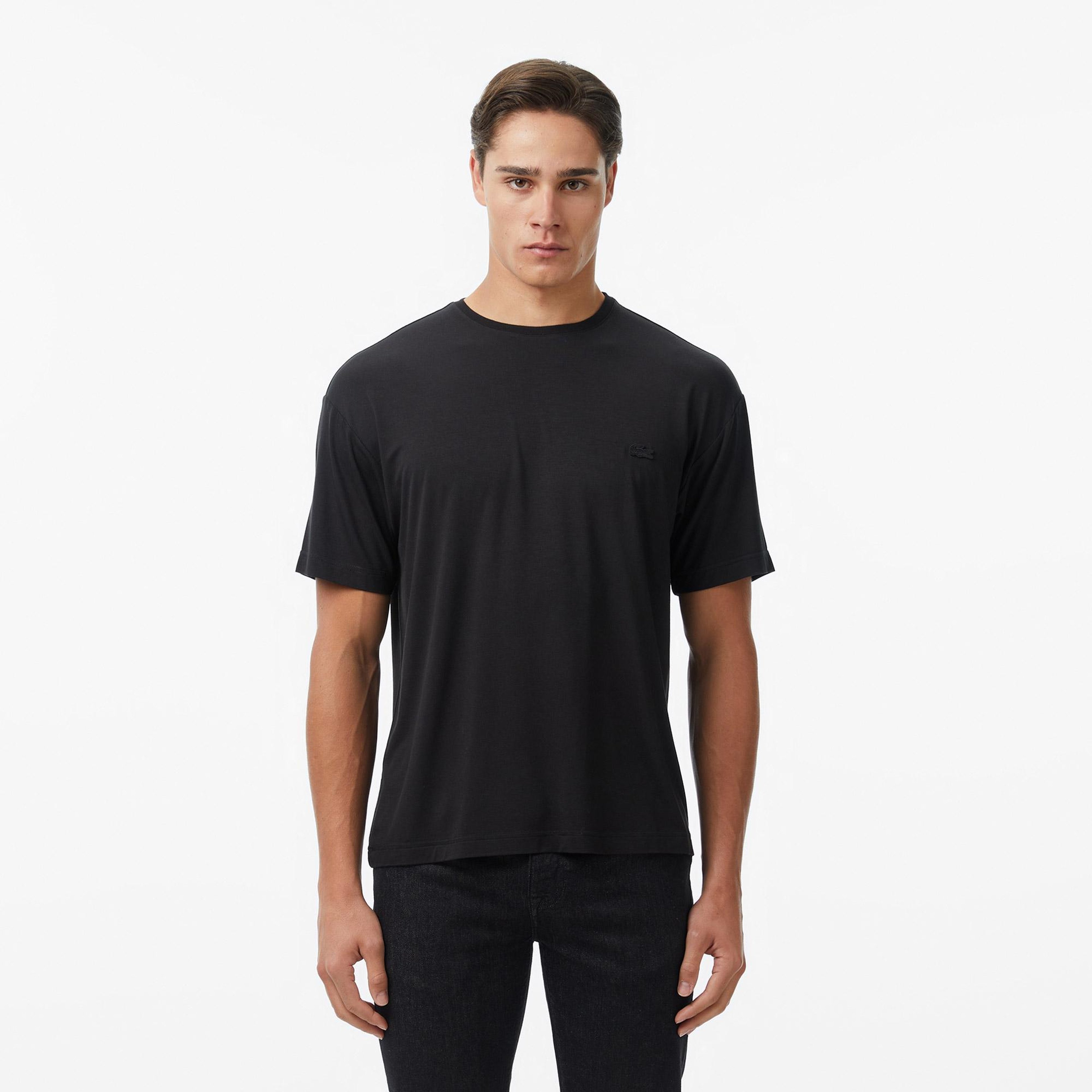 Erkek Relaxed Fit Bisiklet Yaka Siyah T-Shirt