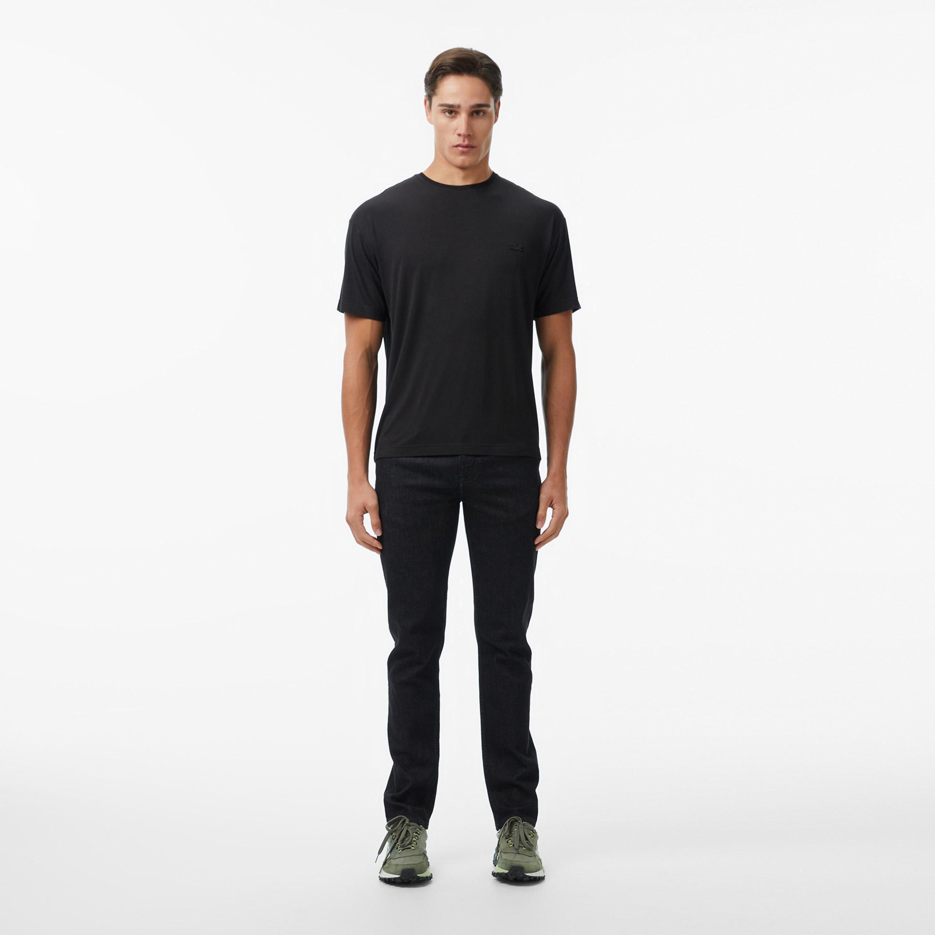 Erkek Relaxed Fit Bisiklet Yaka Siyah T-Shirt
