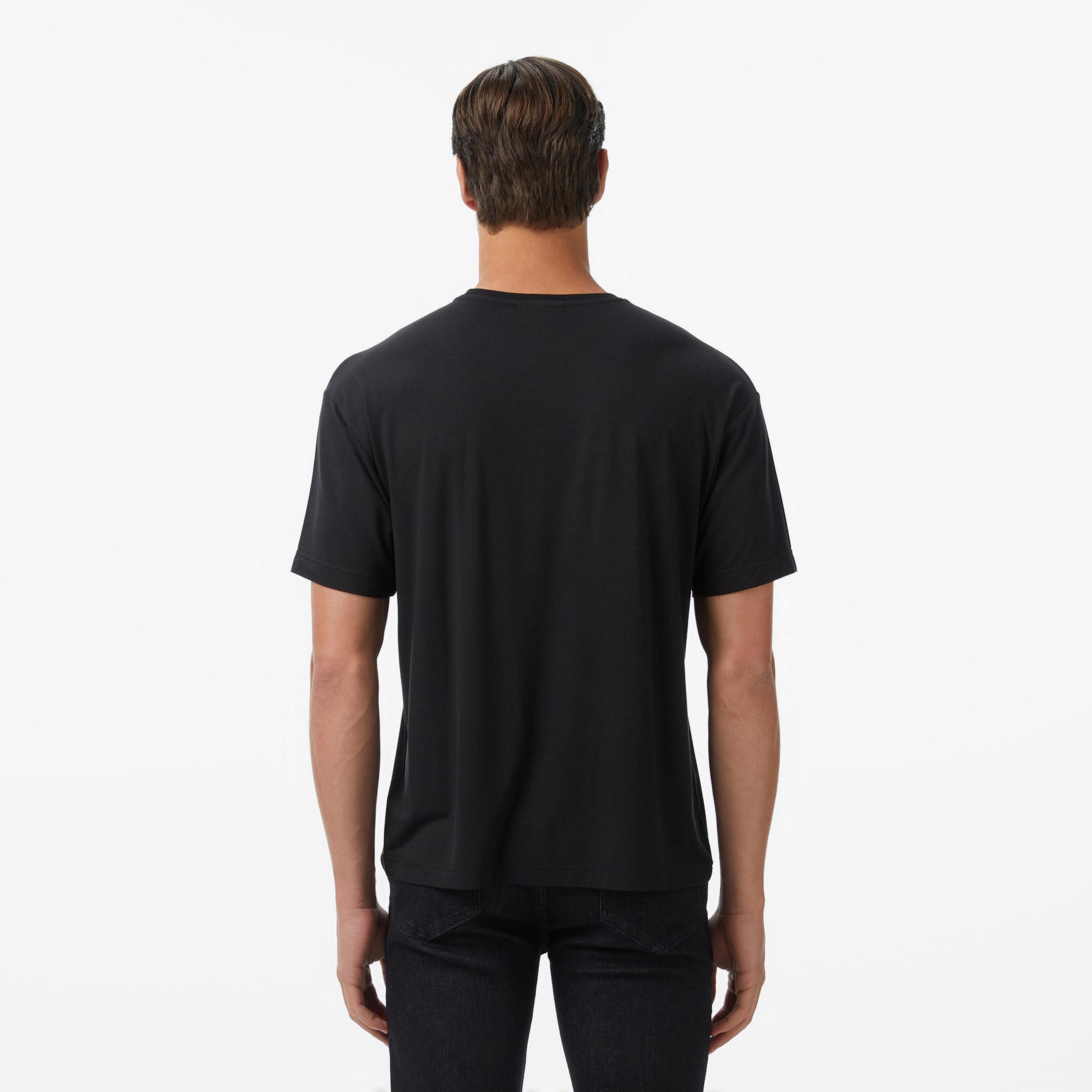 Erkek Relaxed Fit Bisiklet Yaka Siyah T-Shirt