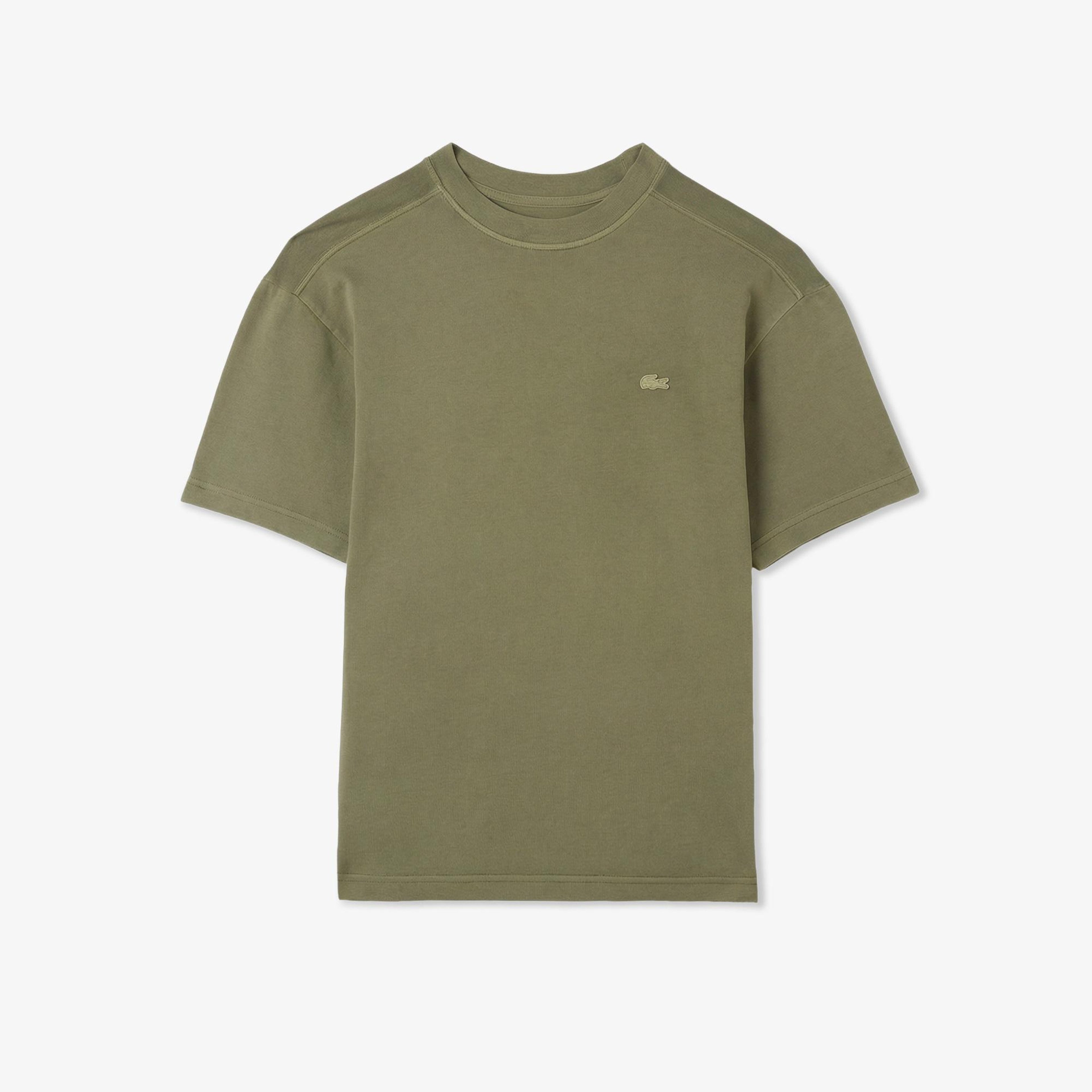Erkek Relaxed Fit Bisiklet Yaka Haki T-Shirt