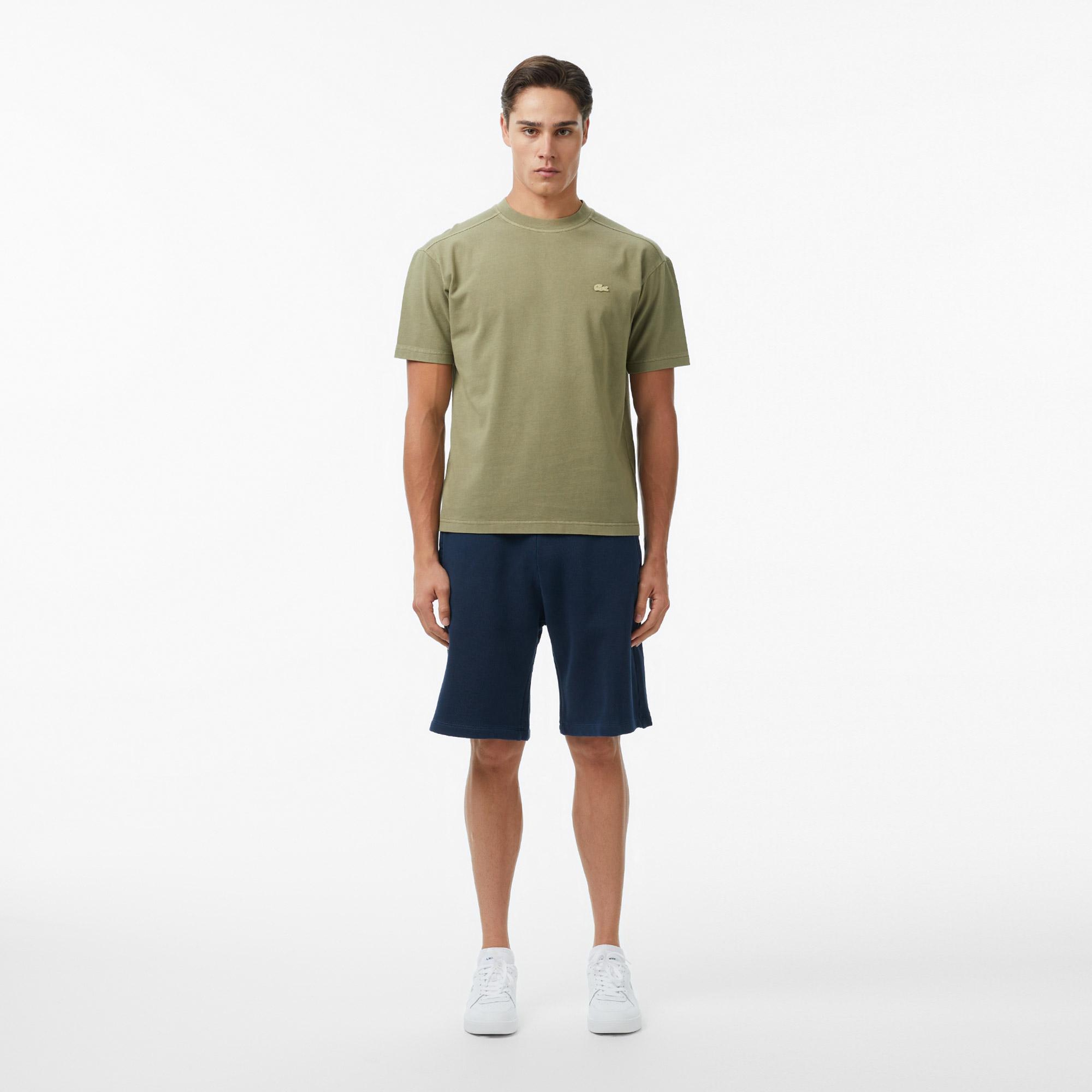 Erkek Relaxed Fit Bisiklet Yaka Haki T-Shirt