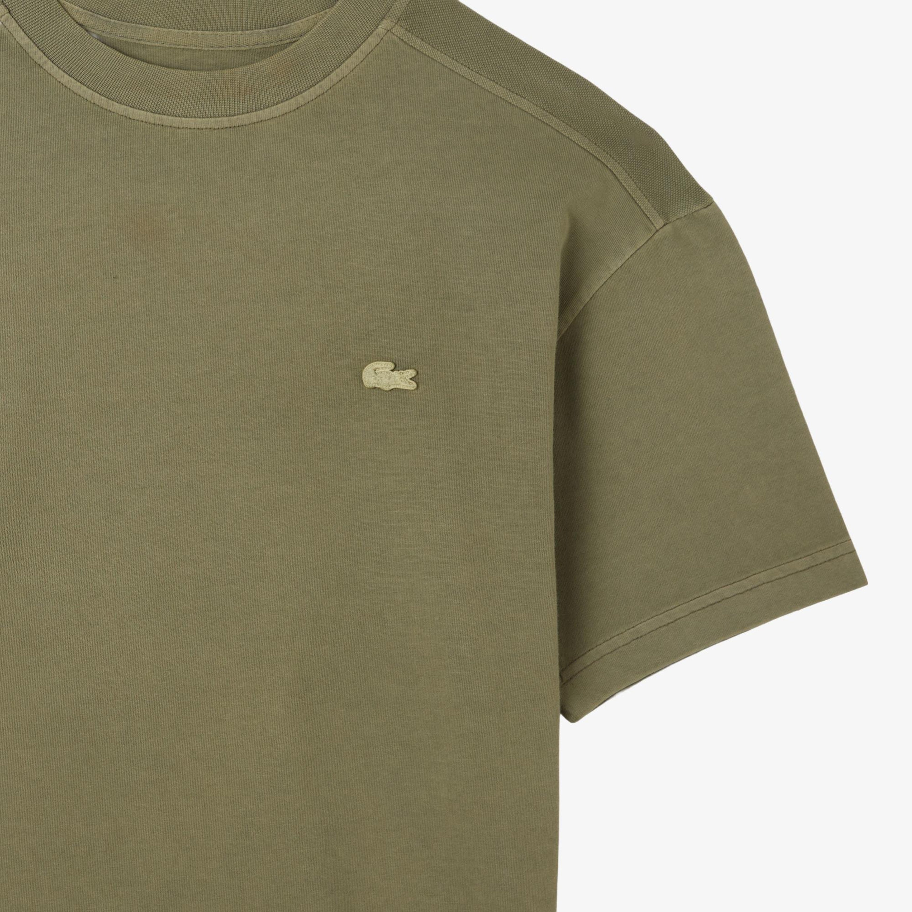 Erkek Relaxed Fit Bisiklet Yaka Haki T-Shirt