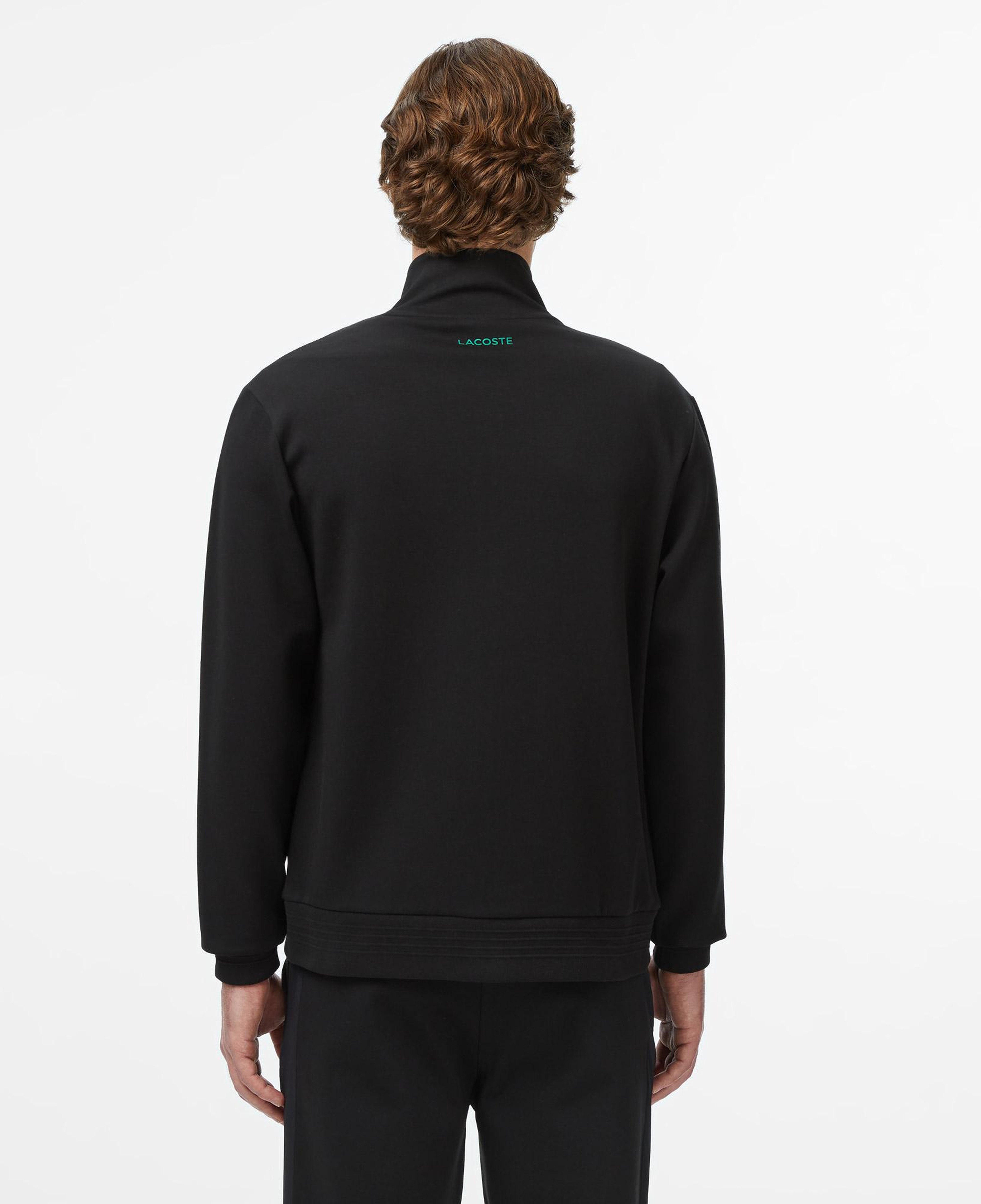 Erkek Slim Fit Fermuarlı Siyah Sweatshirt