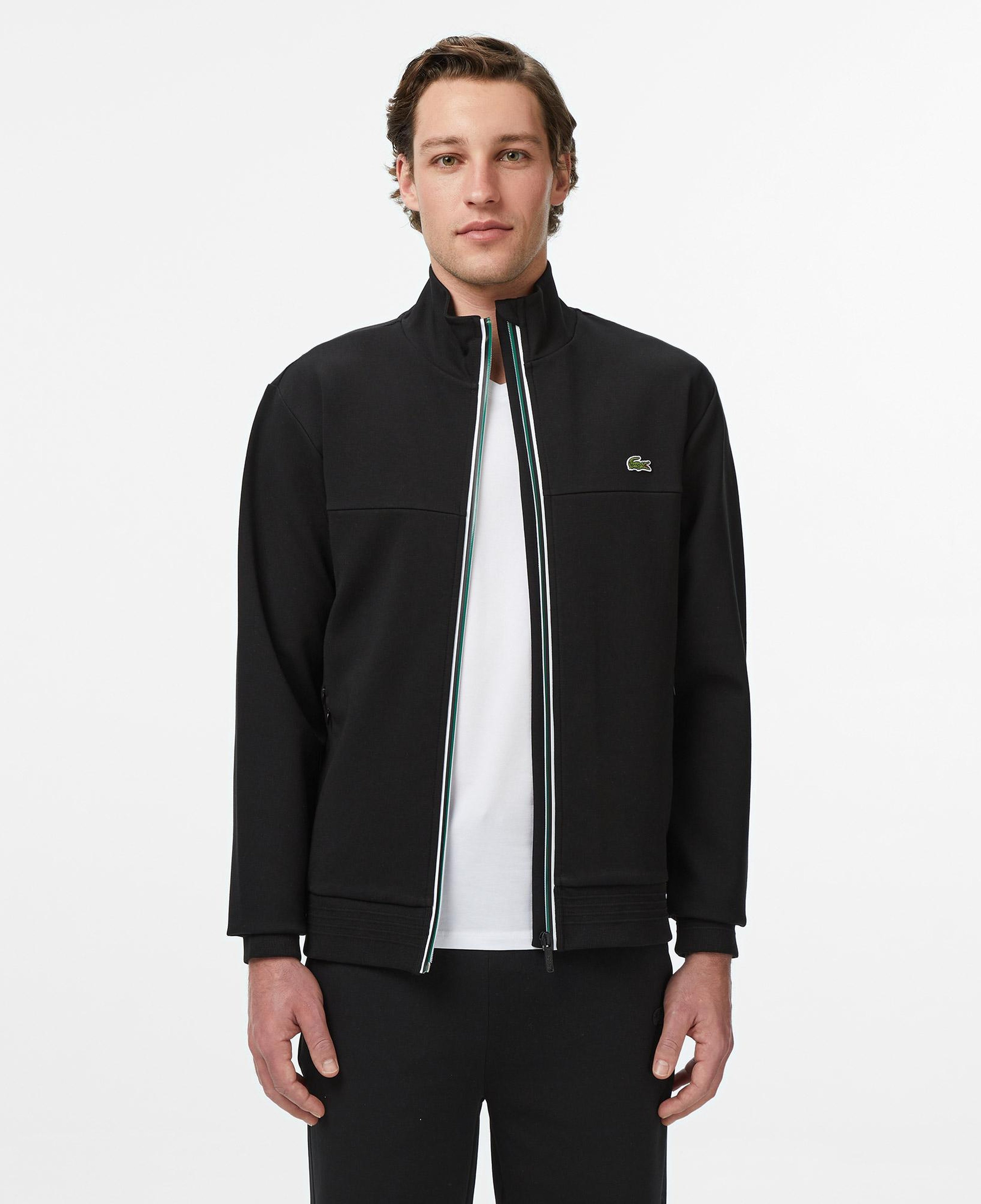 Erkek Slim Fit Fermuarlı Siyah Sweatshirt