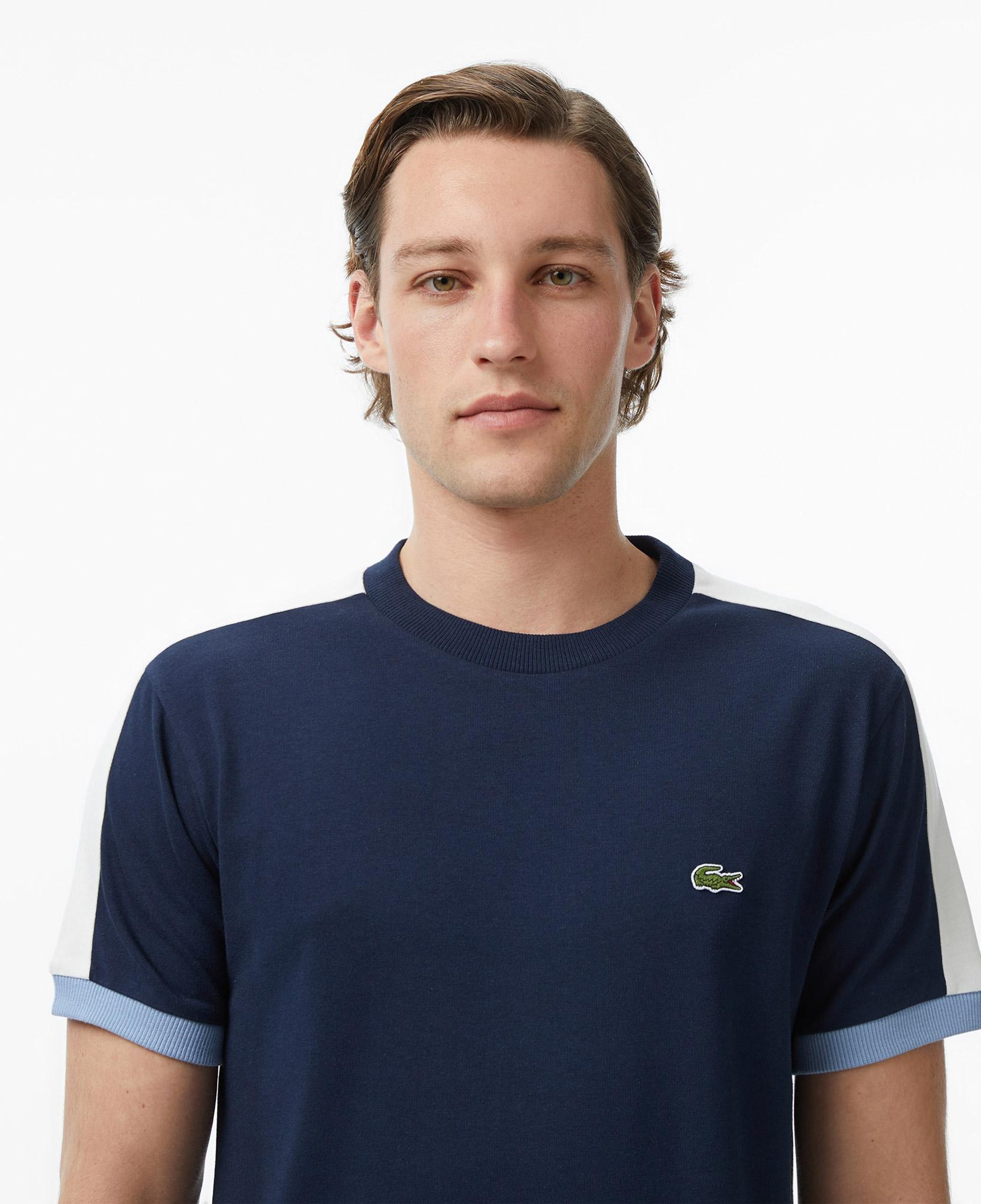 Erkek Regular Fit Bisiklet Yaka Renk Bloklu Lacivert T-Shirt