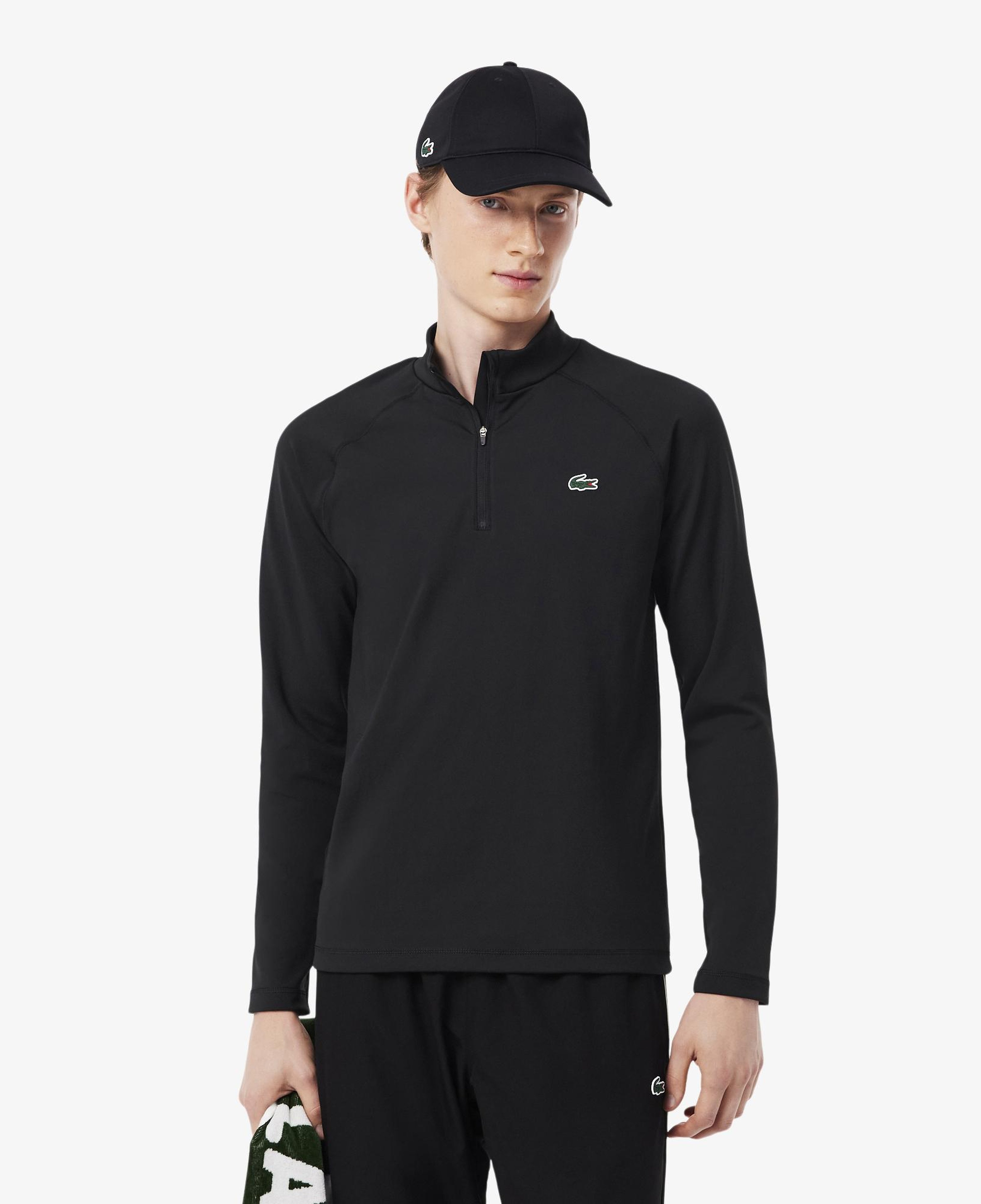 SPORT Erkek Regular Fit Yarım Fermuarlı Siyah Sweatshirt