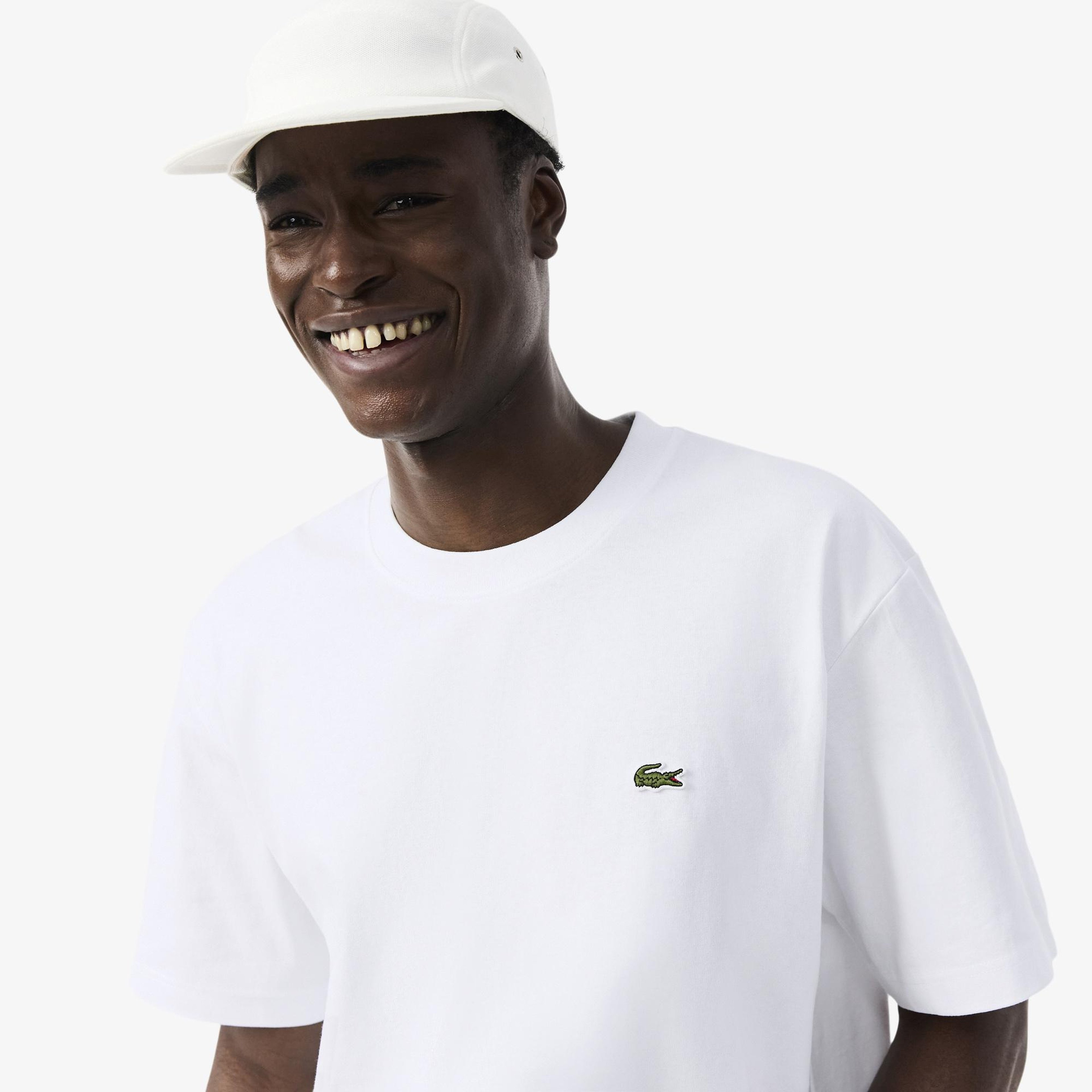 Erkek Relaxed Fit Bisiklet Yaka Beyaz T-Shirt