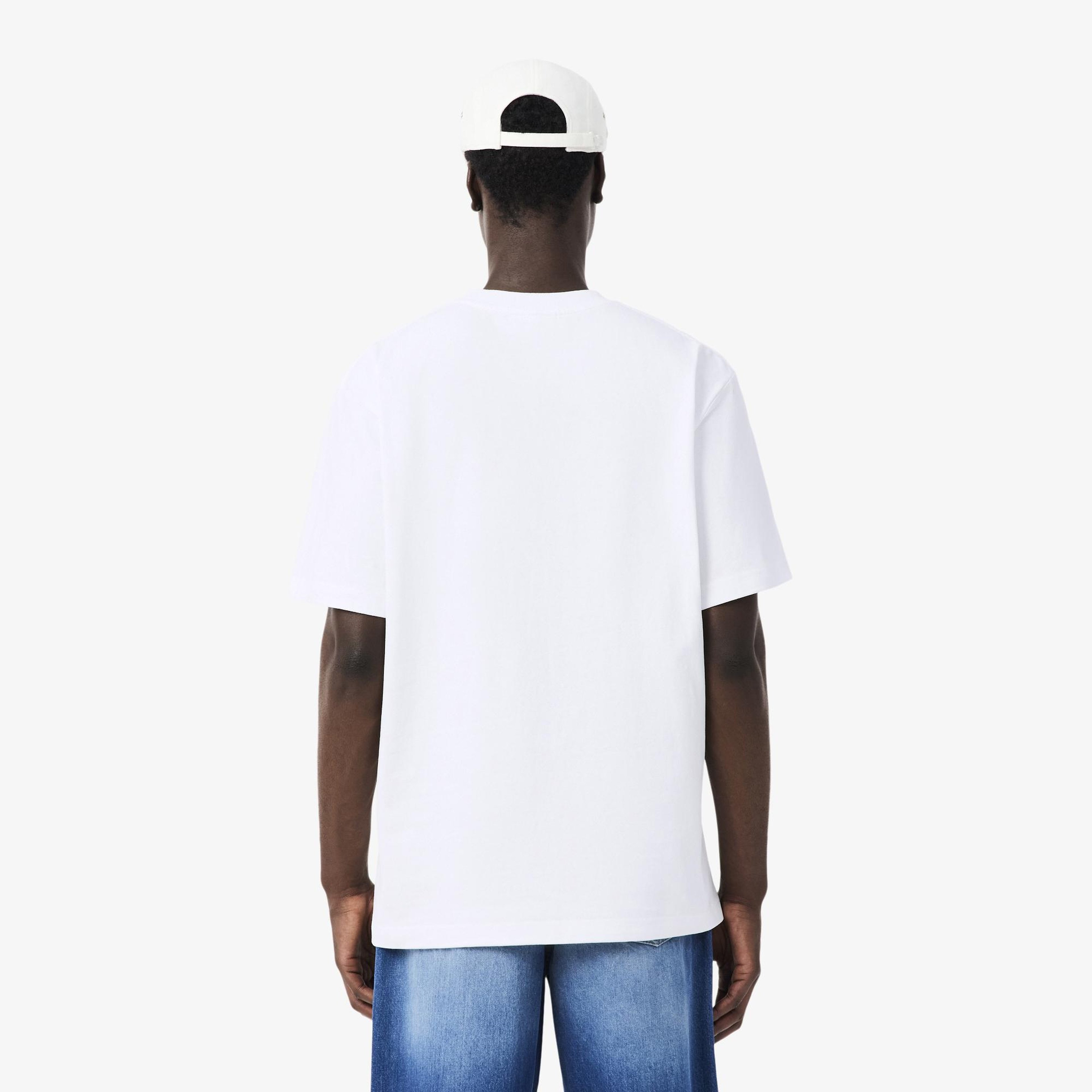 Erkek Relaxed Fit Bisiklet Yaka Beyaz T-Shirt