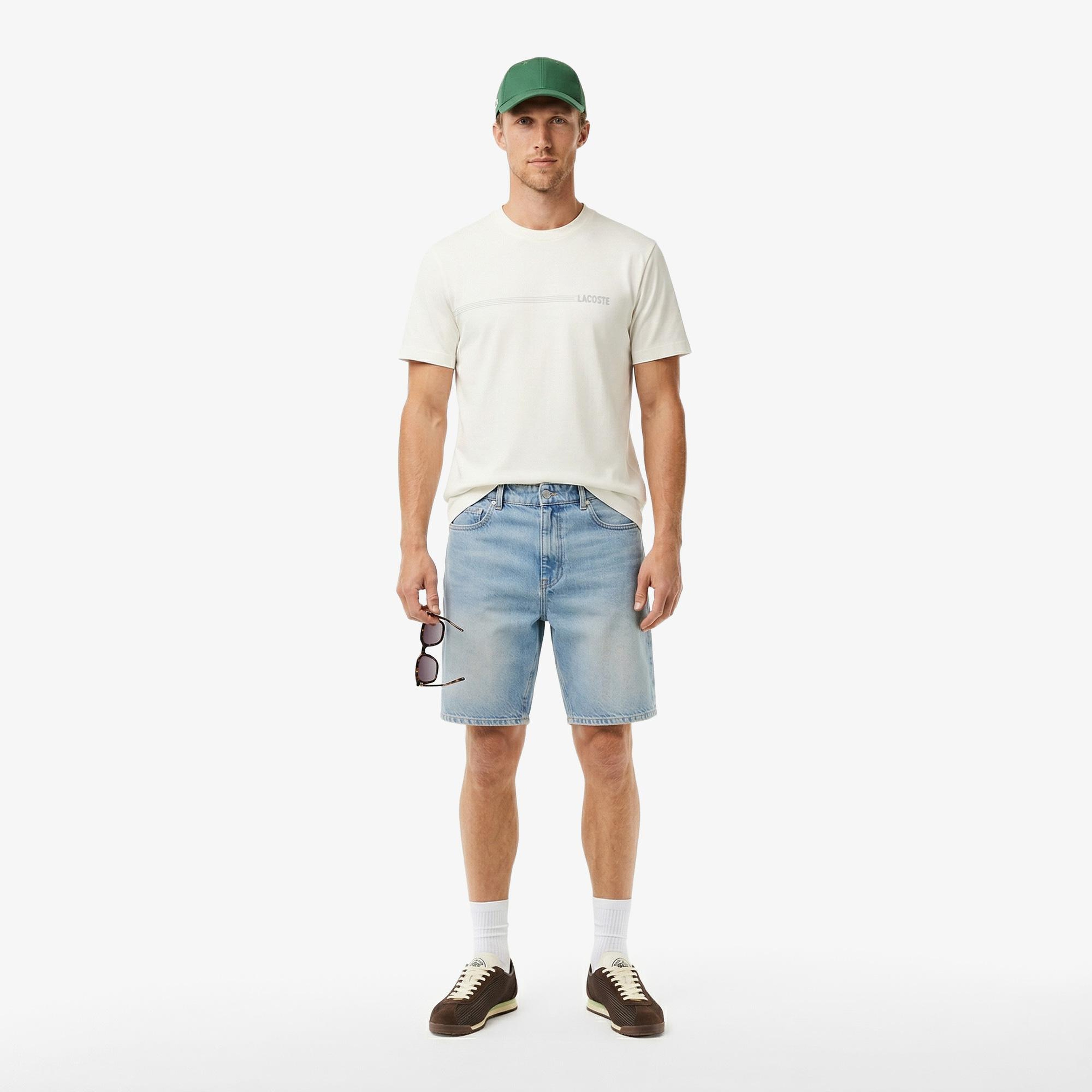 Erkek Relaxed Fit Bisiklet Yaka Baskılı Beyaz T-Shirt