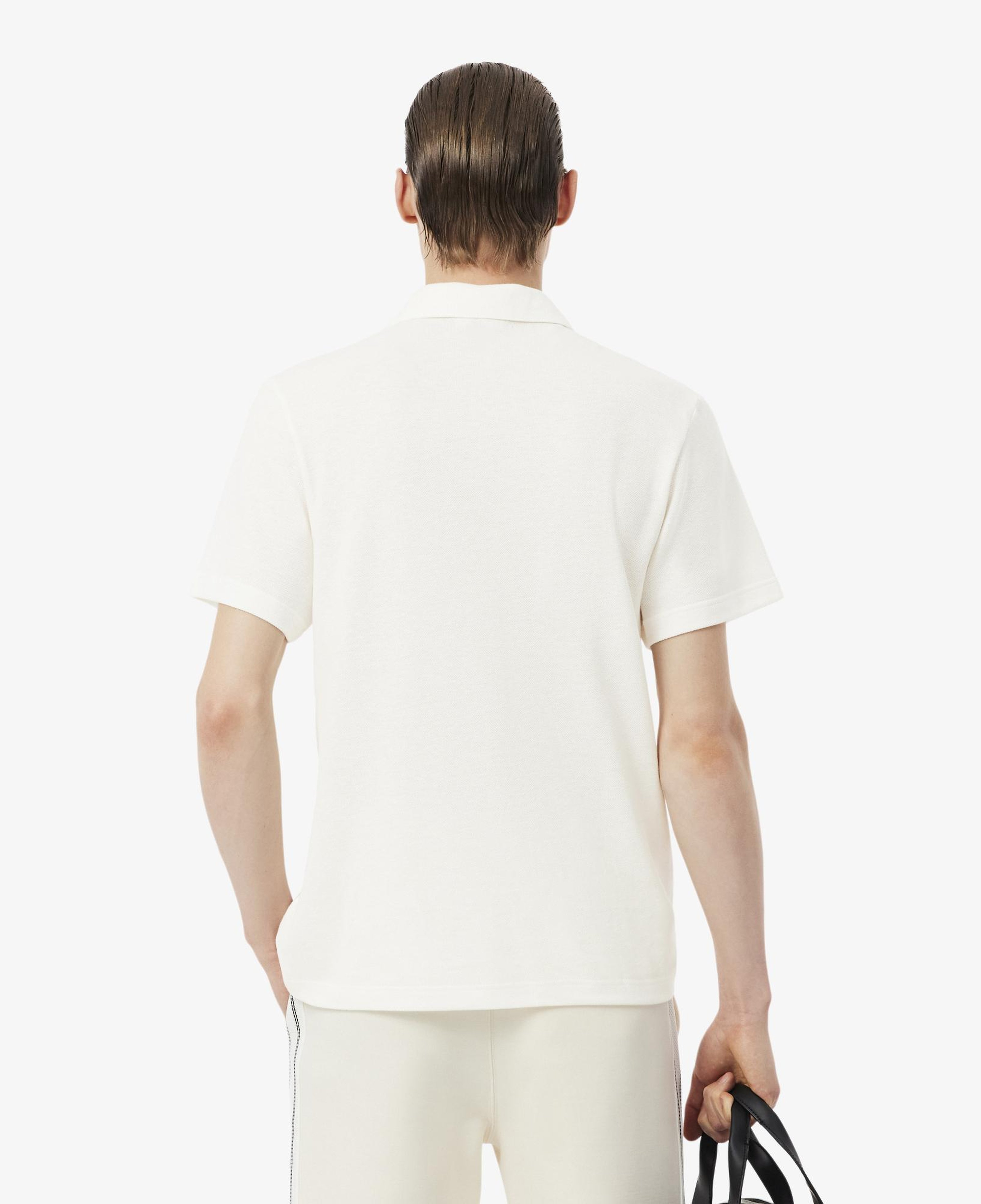 Erkek Classic Fit Keten Beyaz Polo