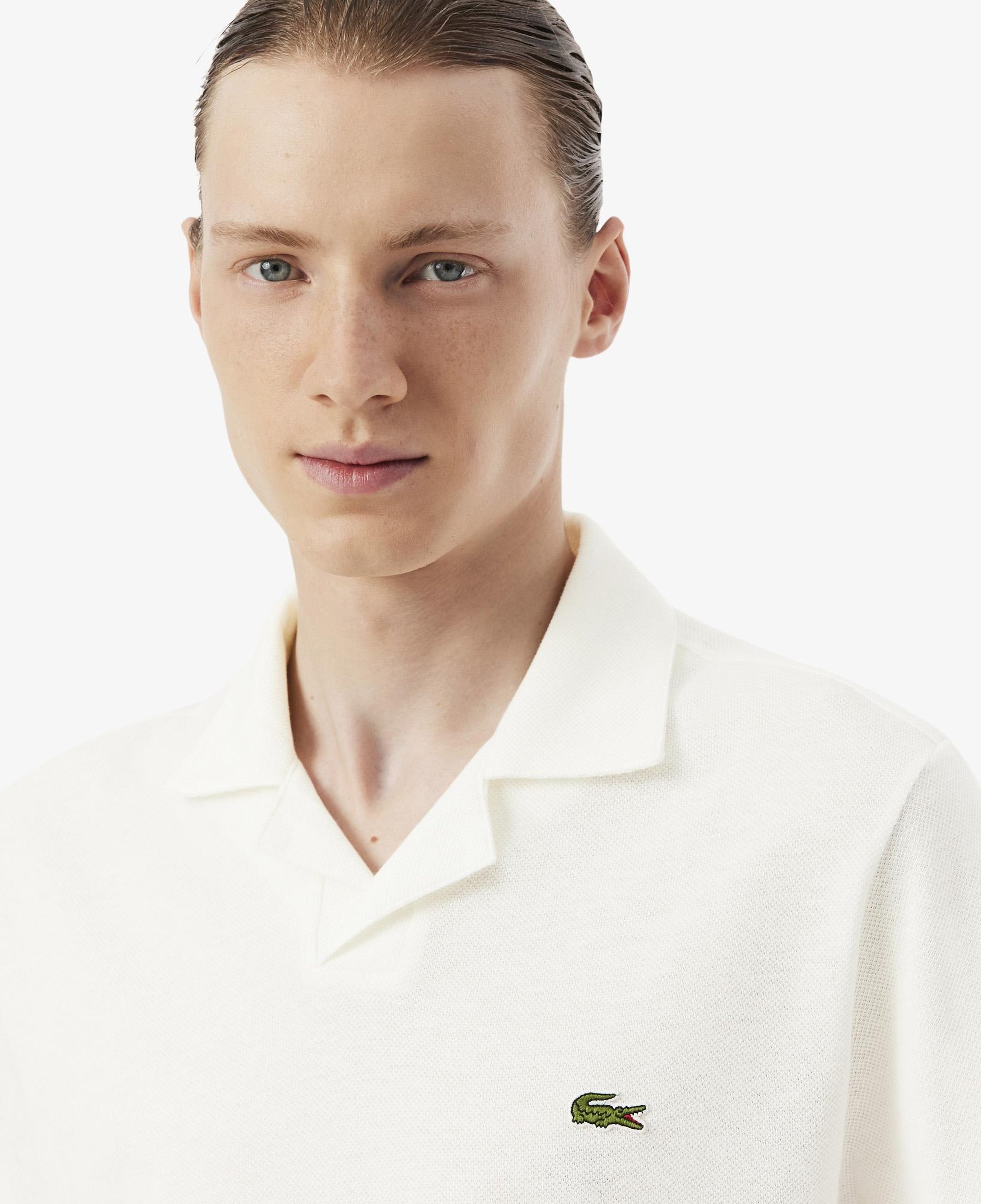 Erkek Classic Fit Keten Beyaz Polo