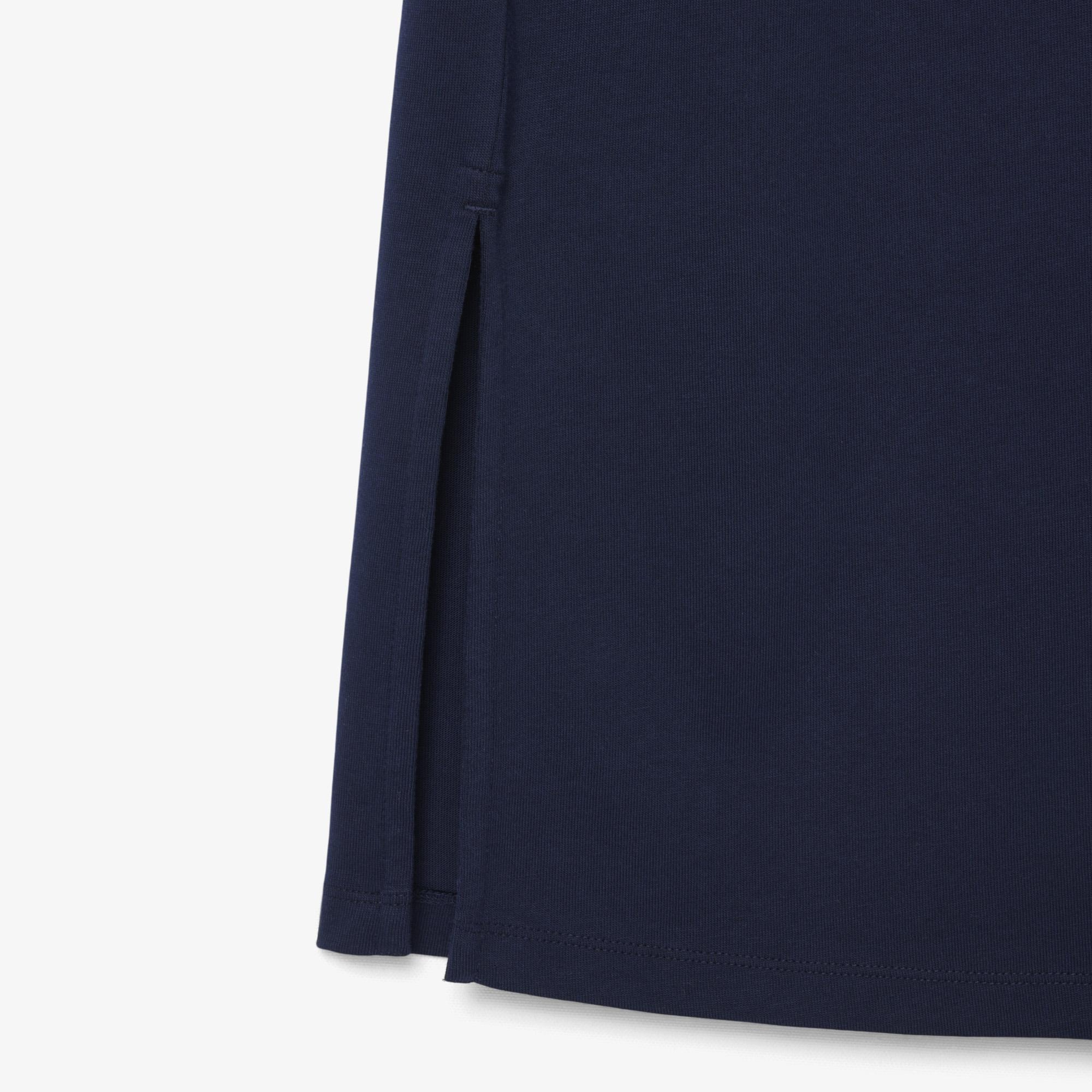 Kadın Slim Fit Kısa Kollu Bisiklet Yaka Organik Pamuk Lacivert Elbise