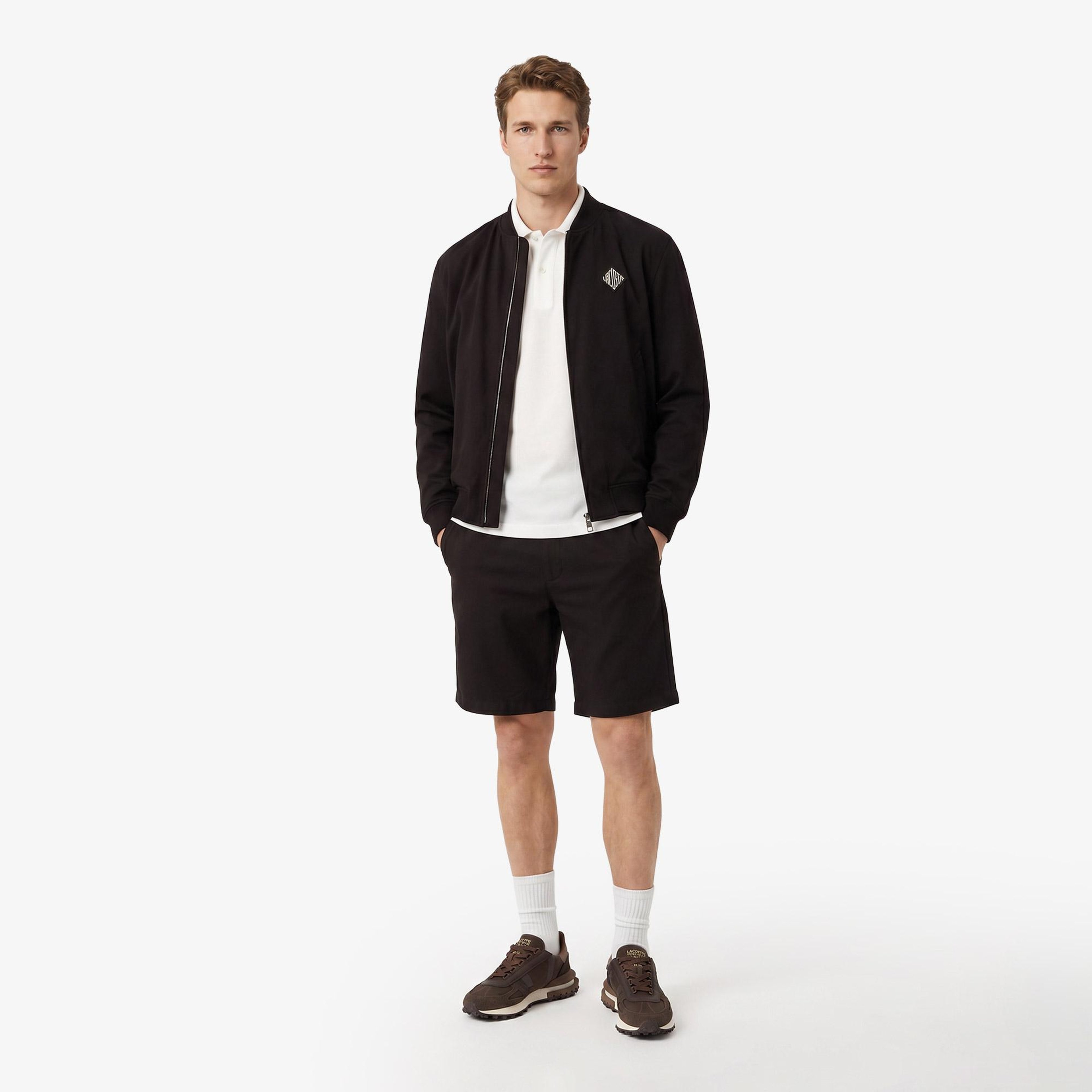 Erkek Tapered Fit Keten Kahverengi Bermuda Şort