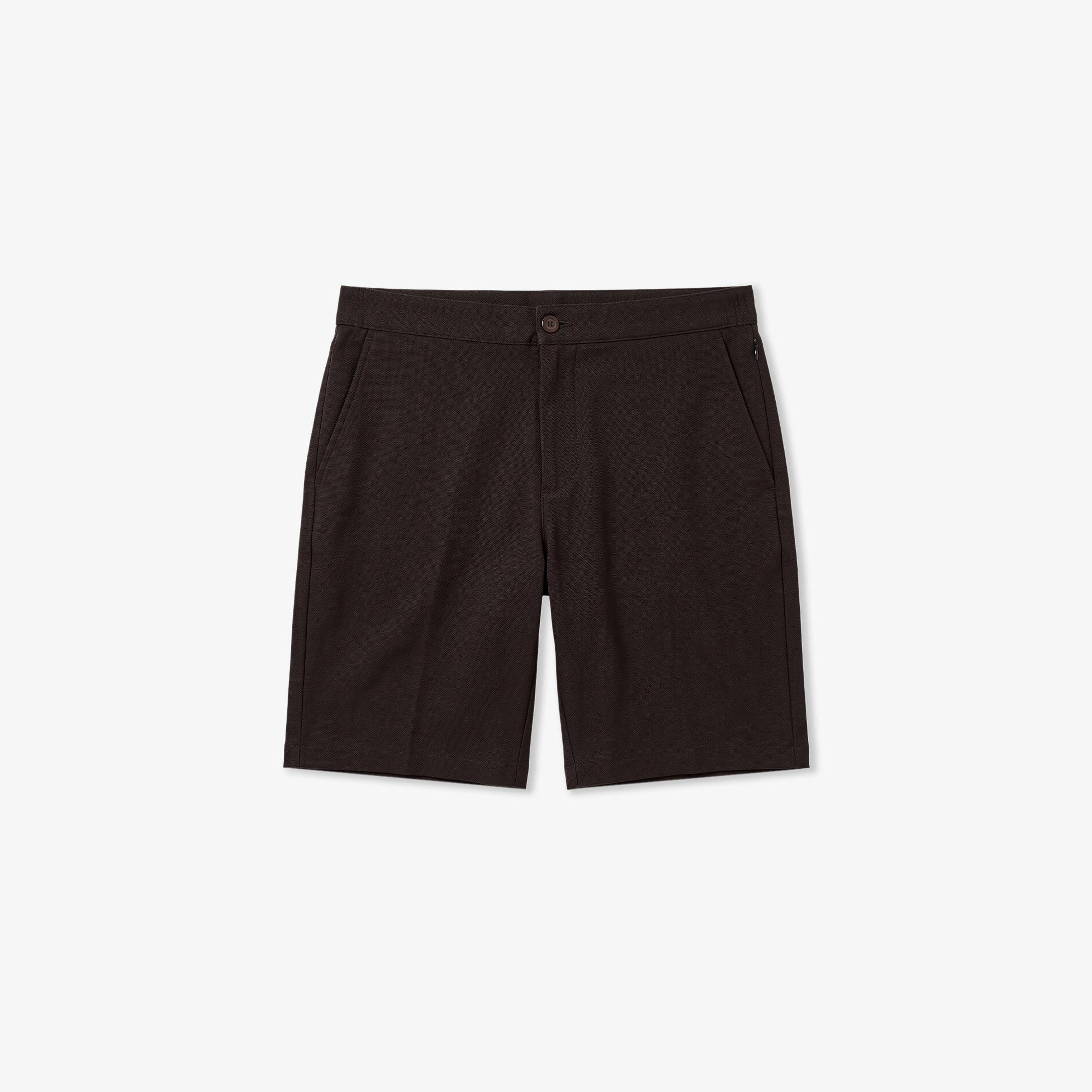 Erkek Tapered Fit Keten Kahverengi Bermuda Şort
