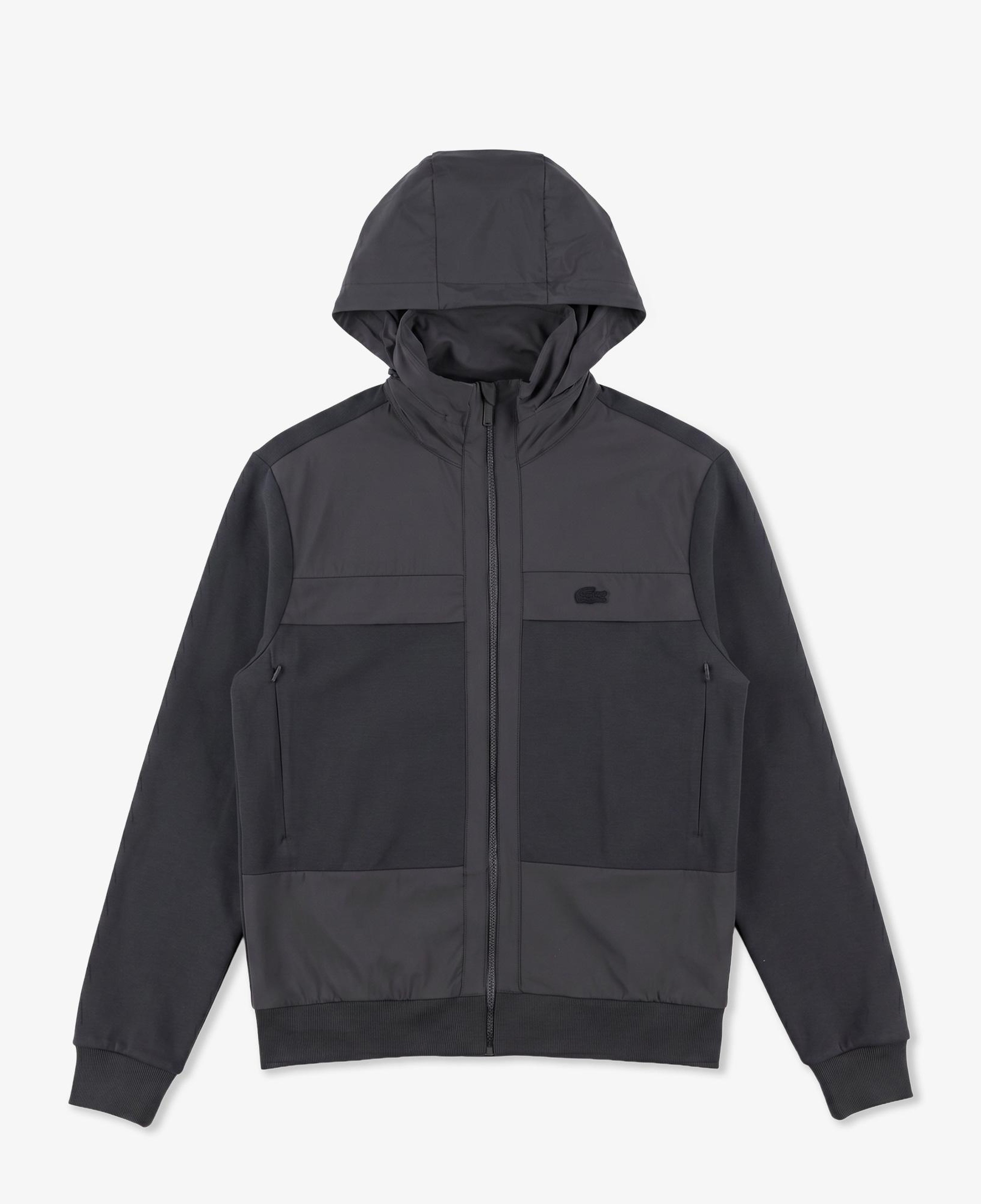 Erkek Regular Fit Fermuarlı Renk Bloklu Koyu Gri Sweatshirt
