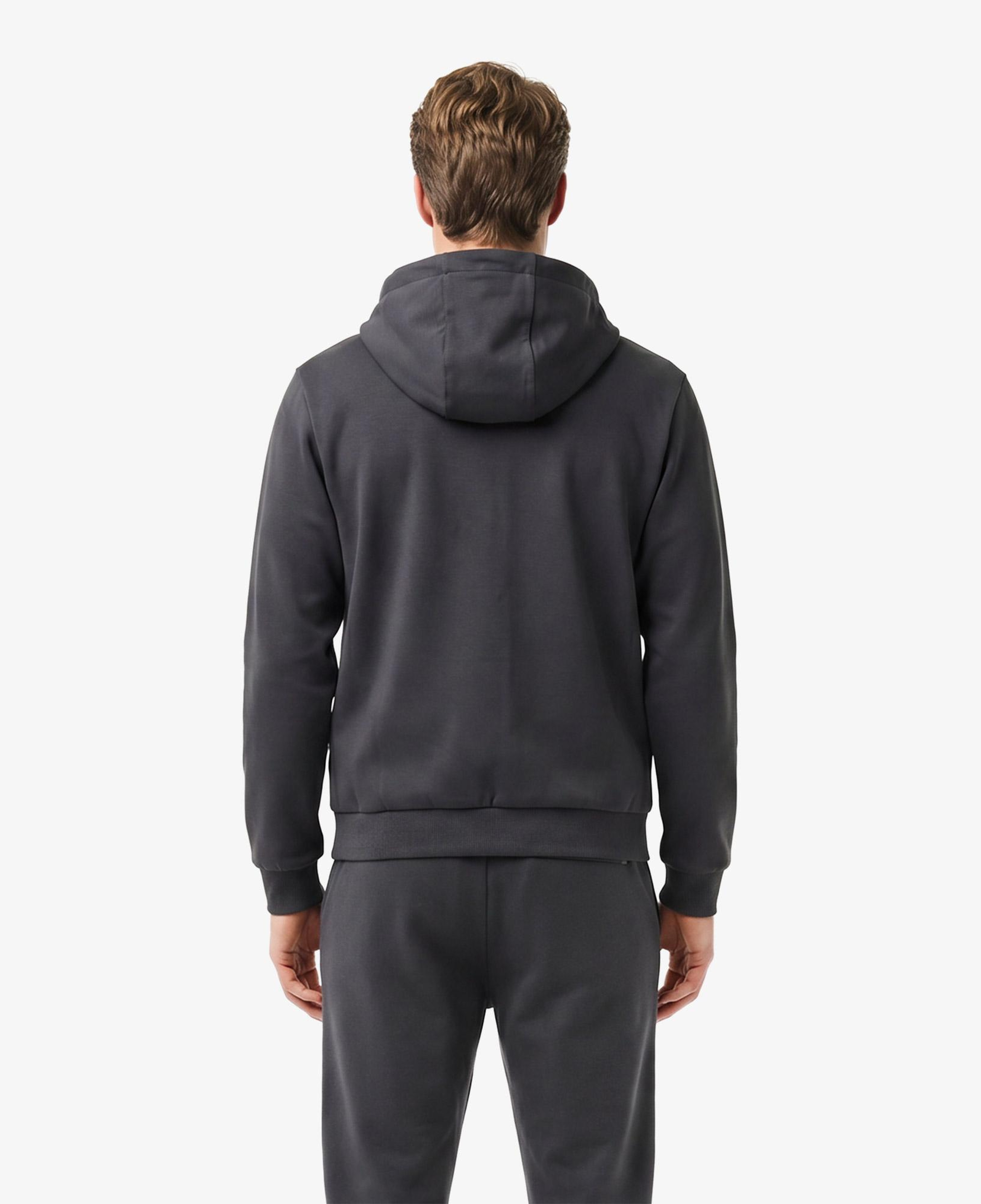 Erkek Regular Fit Fermuarlı Renk Bloklu Koyu Gri Sweatshirt