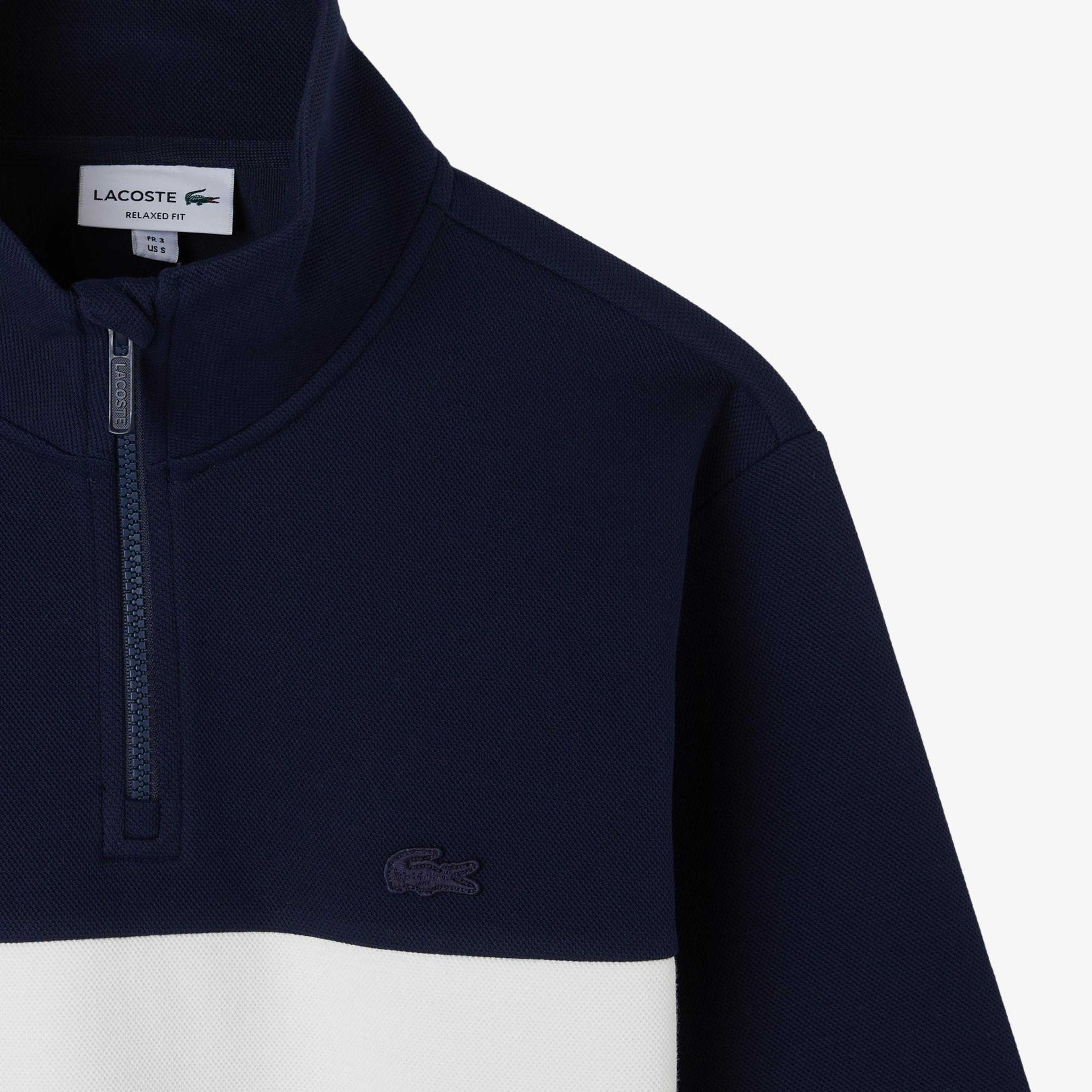 Erkek Relaxed Fit Dik Yaka Renk Bloklu Lacivert Sweatshirt