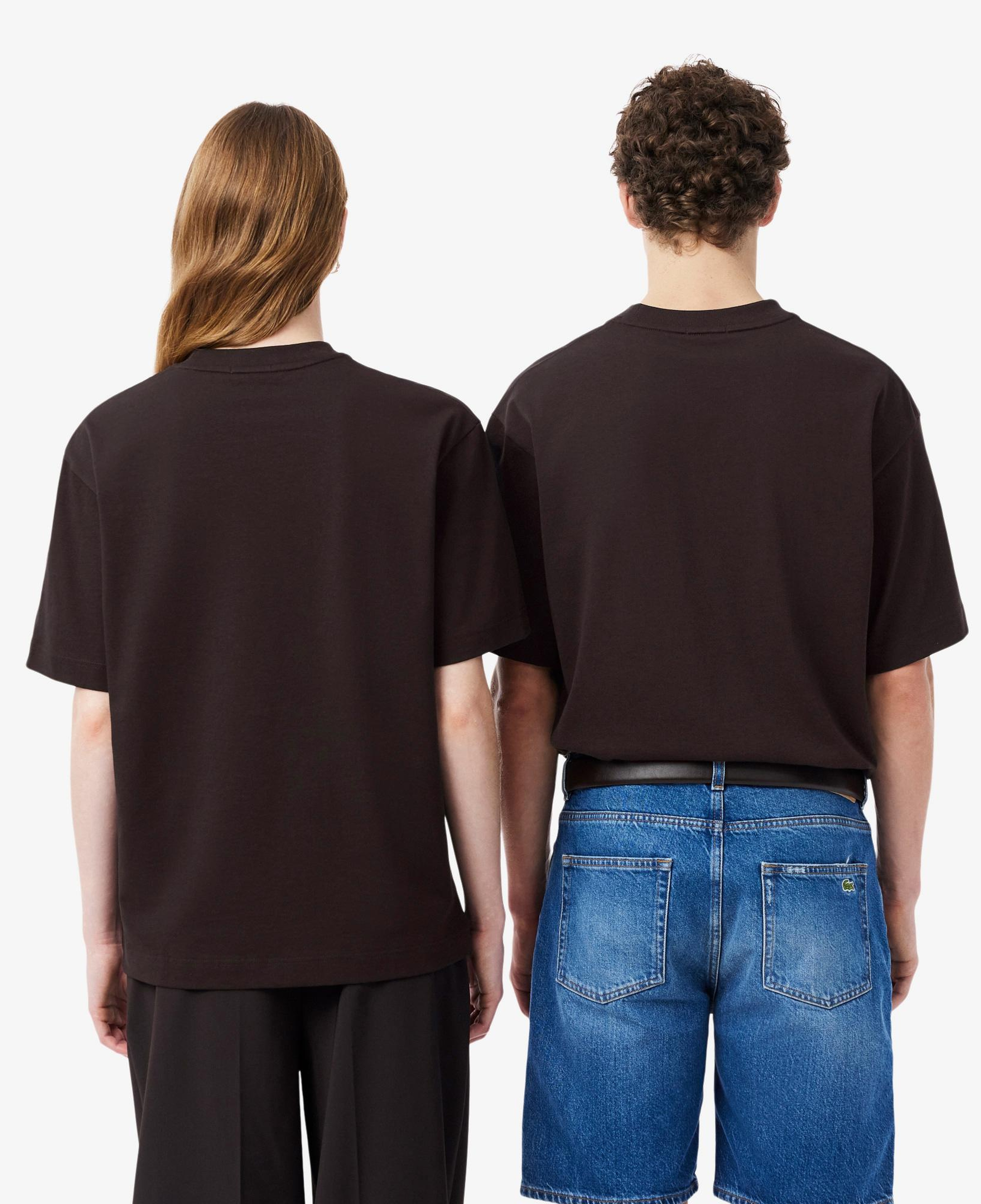 Unisex Loose Fit Bisiklet Yaka Kahverengi T-Shirt