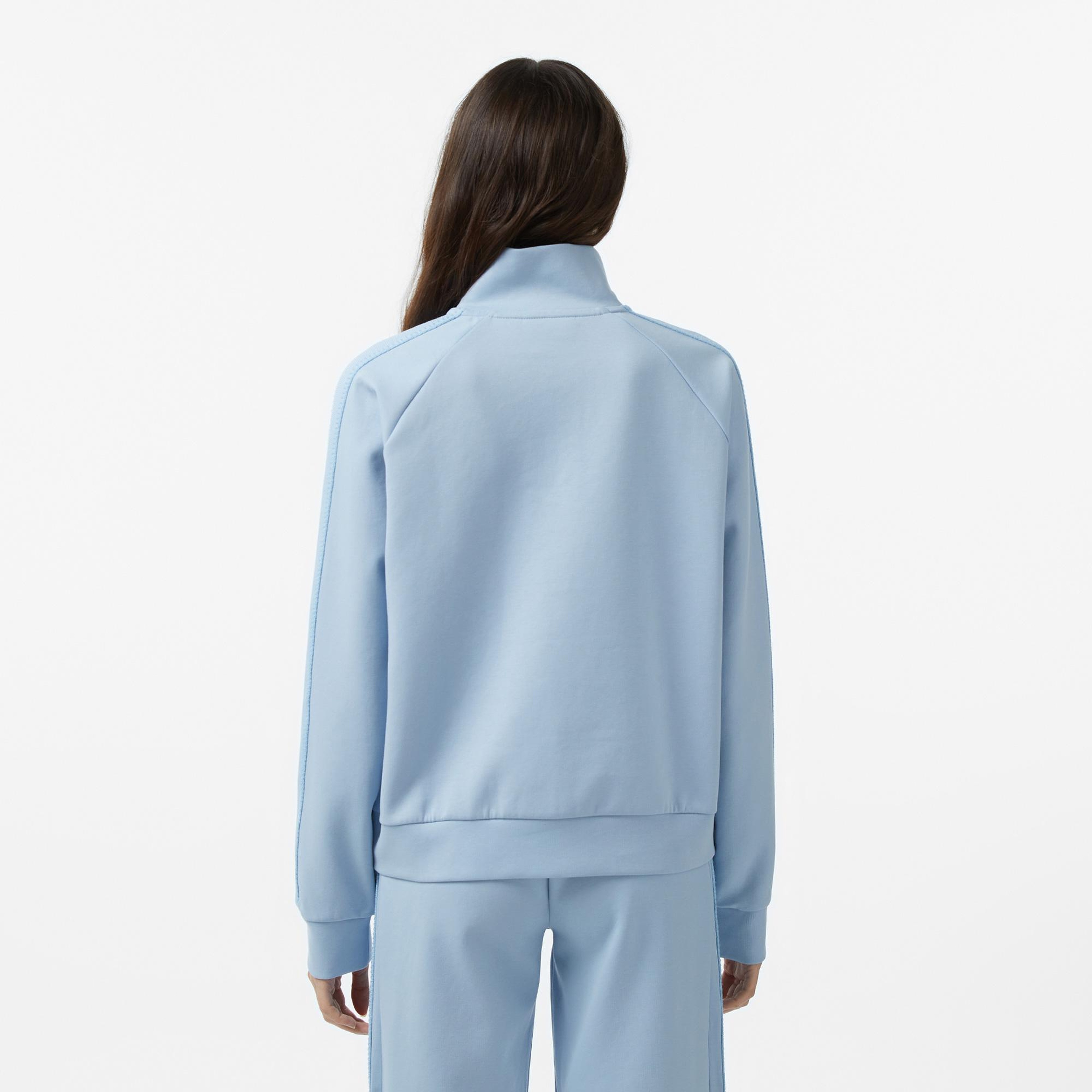 Kadın Loose Fit Dik Yaka Mavi Sweatshirt