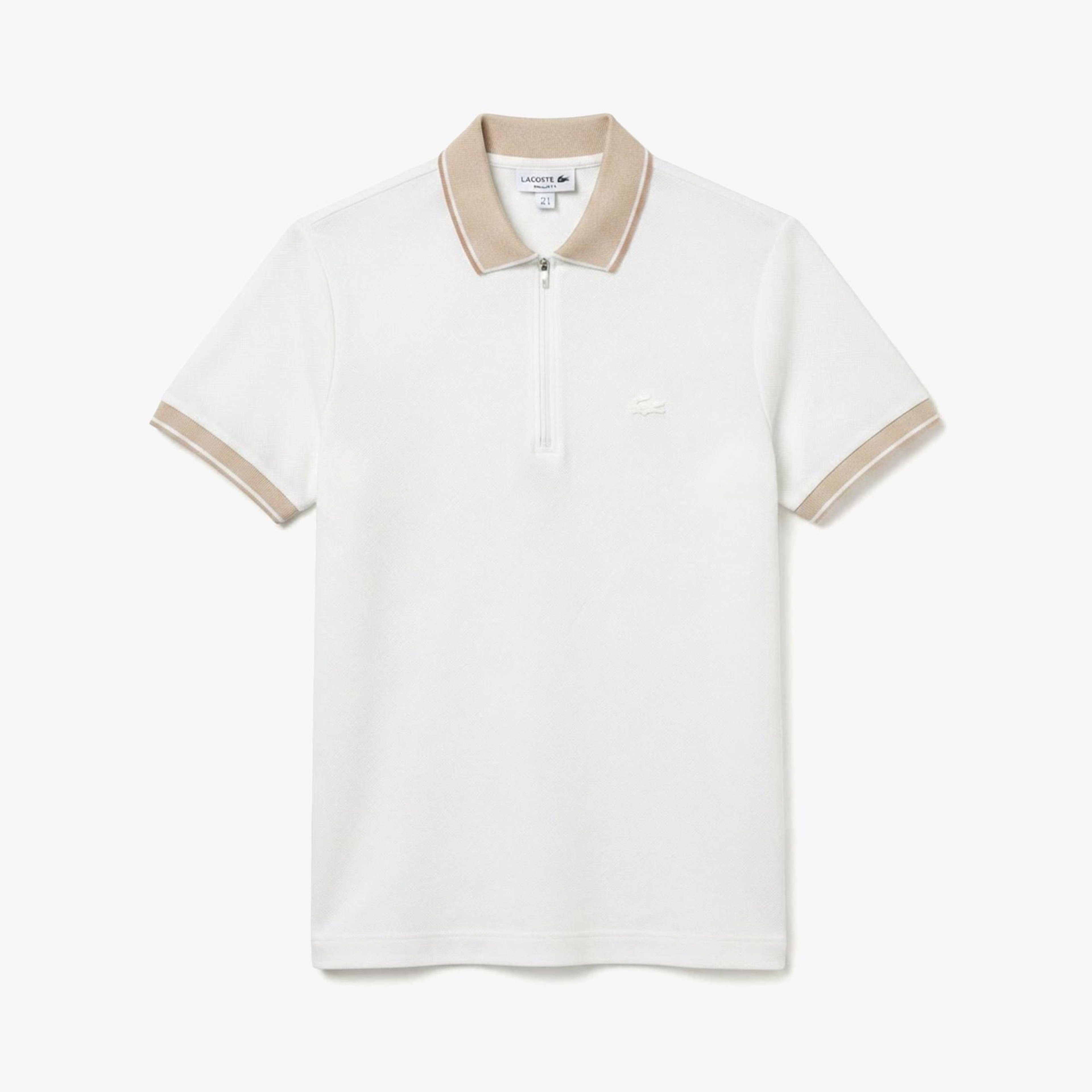 Erkek Regular Fit Renk Bloklu Krem Polo