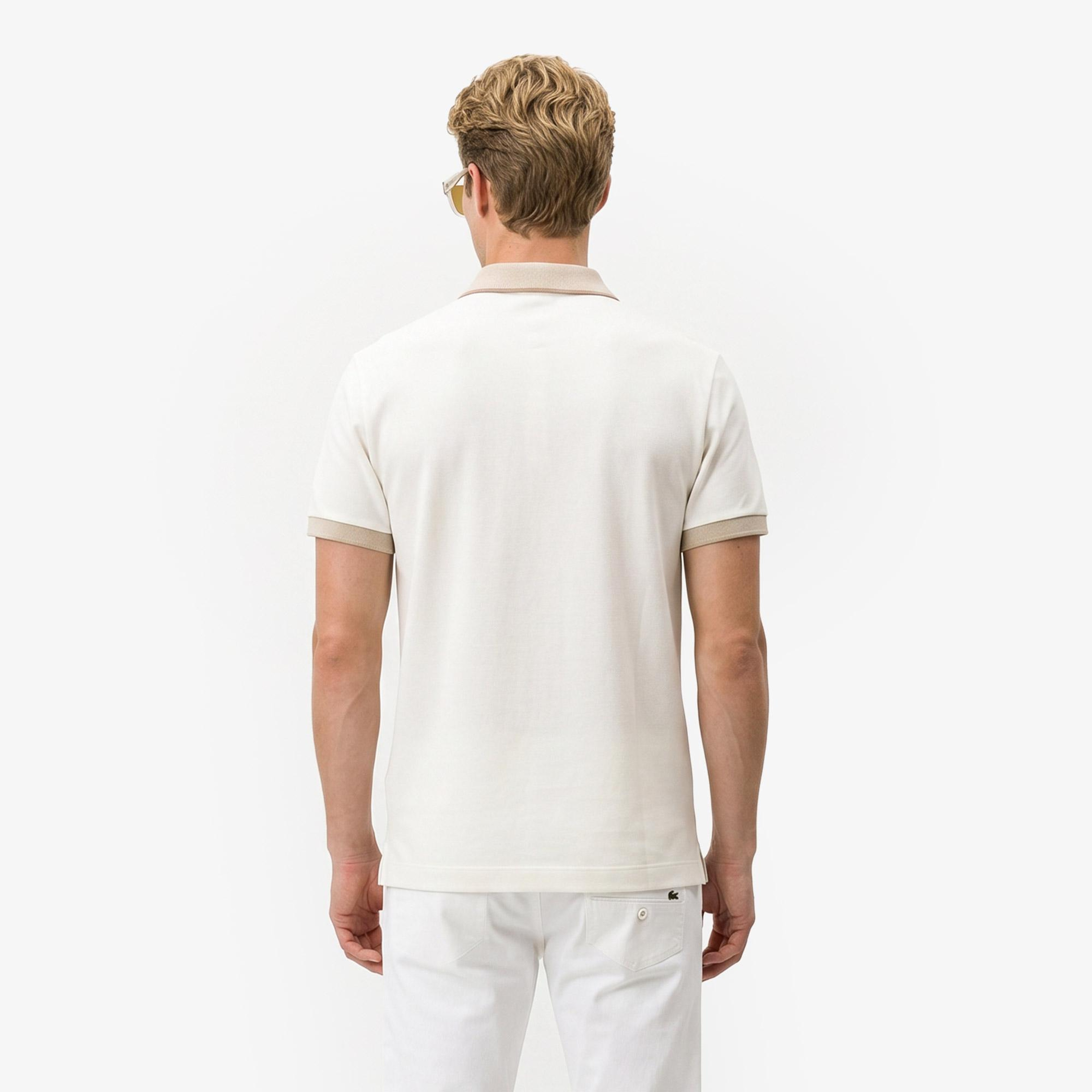 Erkek Regular Fit Renk Bloklu Krem Polo
