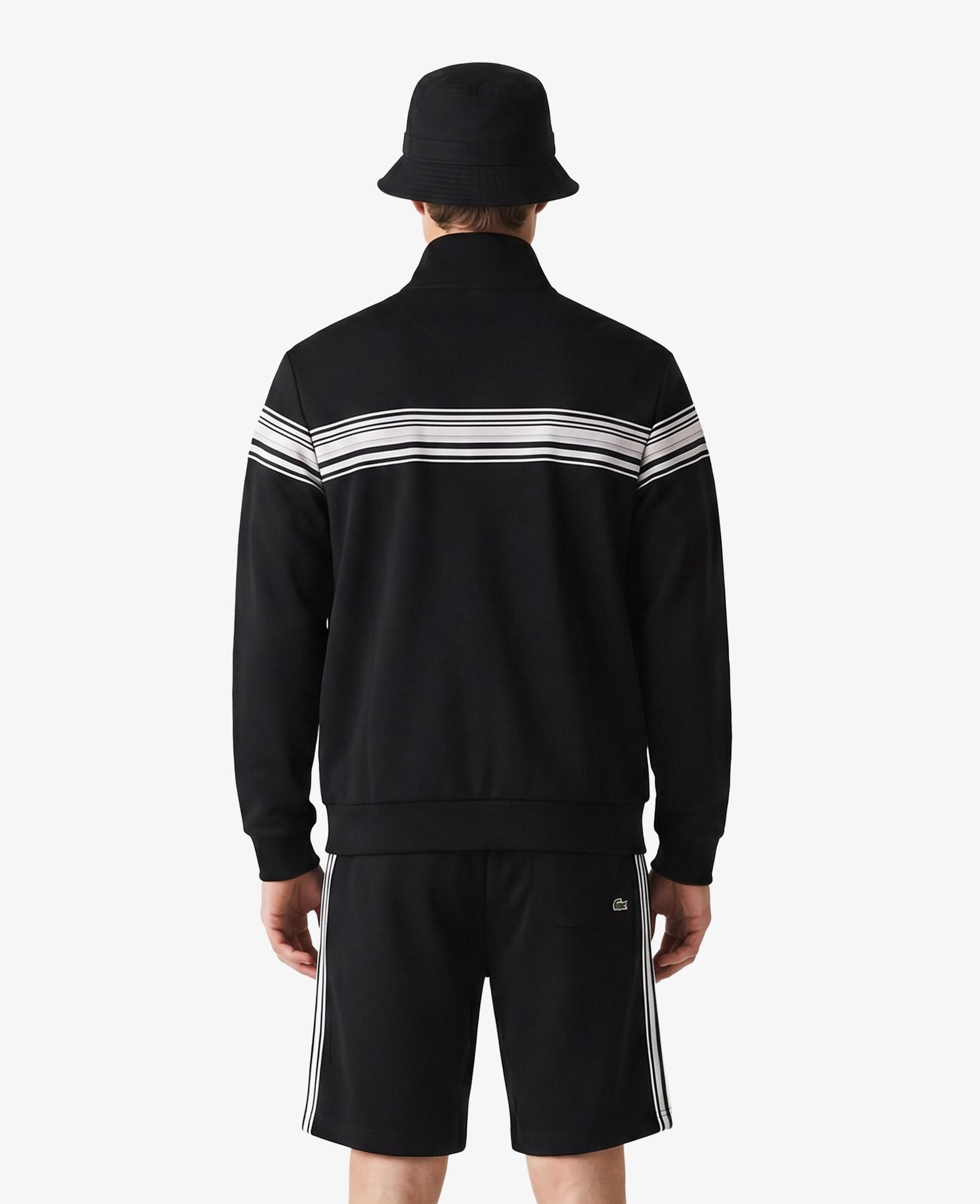Erkek Regular Fit Fermuarlı Renk Bloklu Siyah Sweatshirt