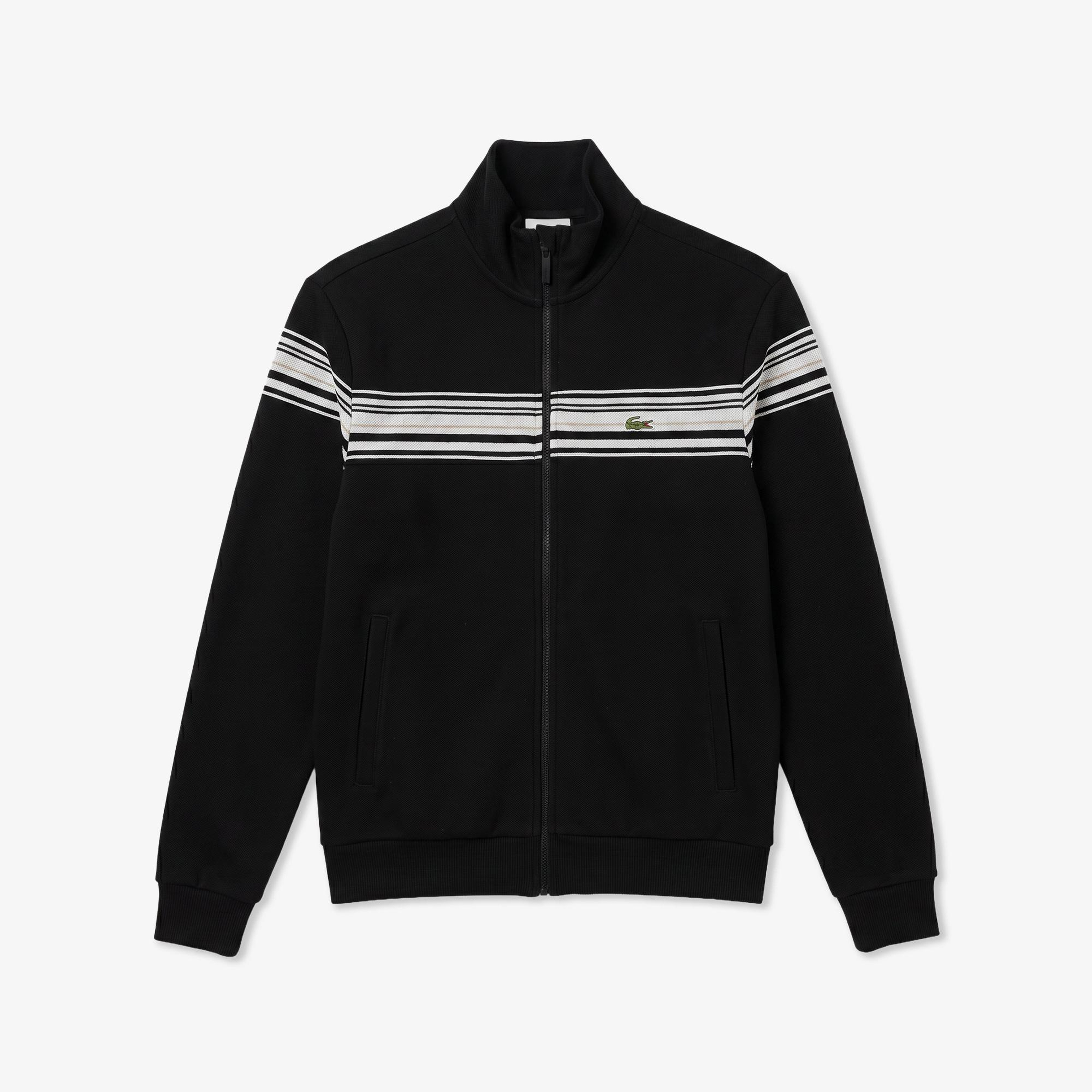Erkek Regular Fit Fermuarlı Renk Bloklu Siyah Sweatshirt