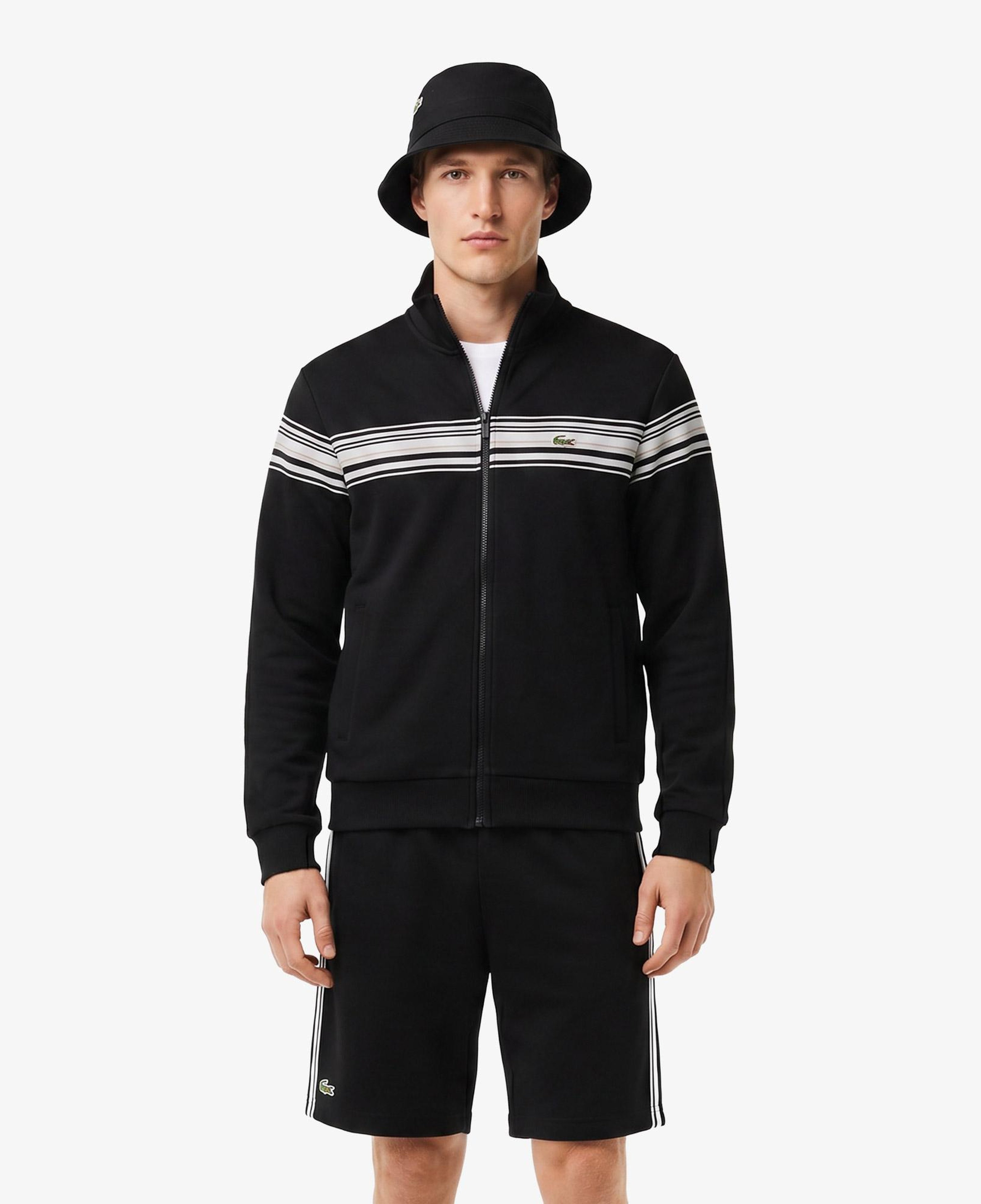 Erkek Regular Fit Fermuarlı Renk Bloklu Siyah Sweatshirt