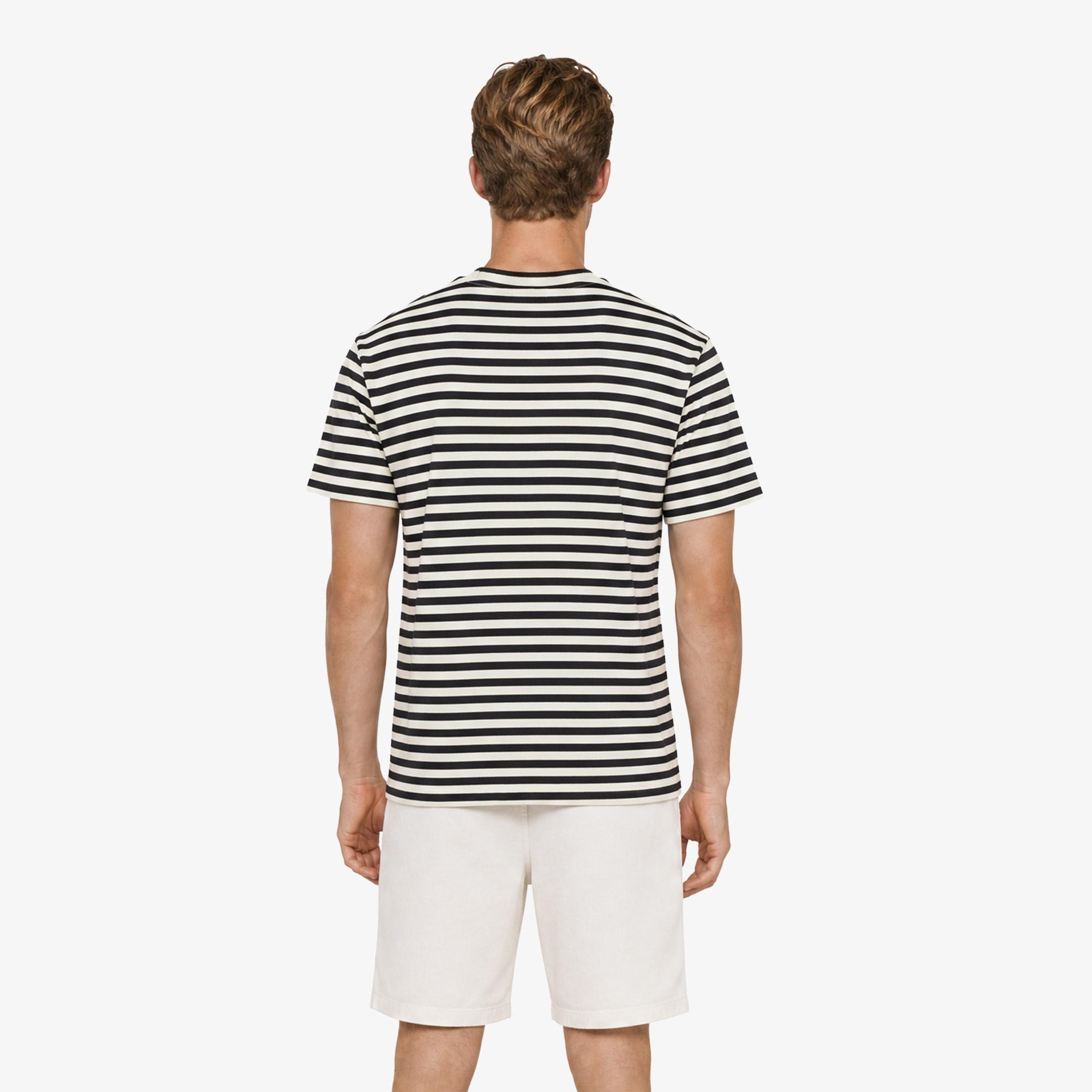 Erkek Relaxed Fit Bisiklet Yaka Çizgili Kahverengi T-Shirt