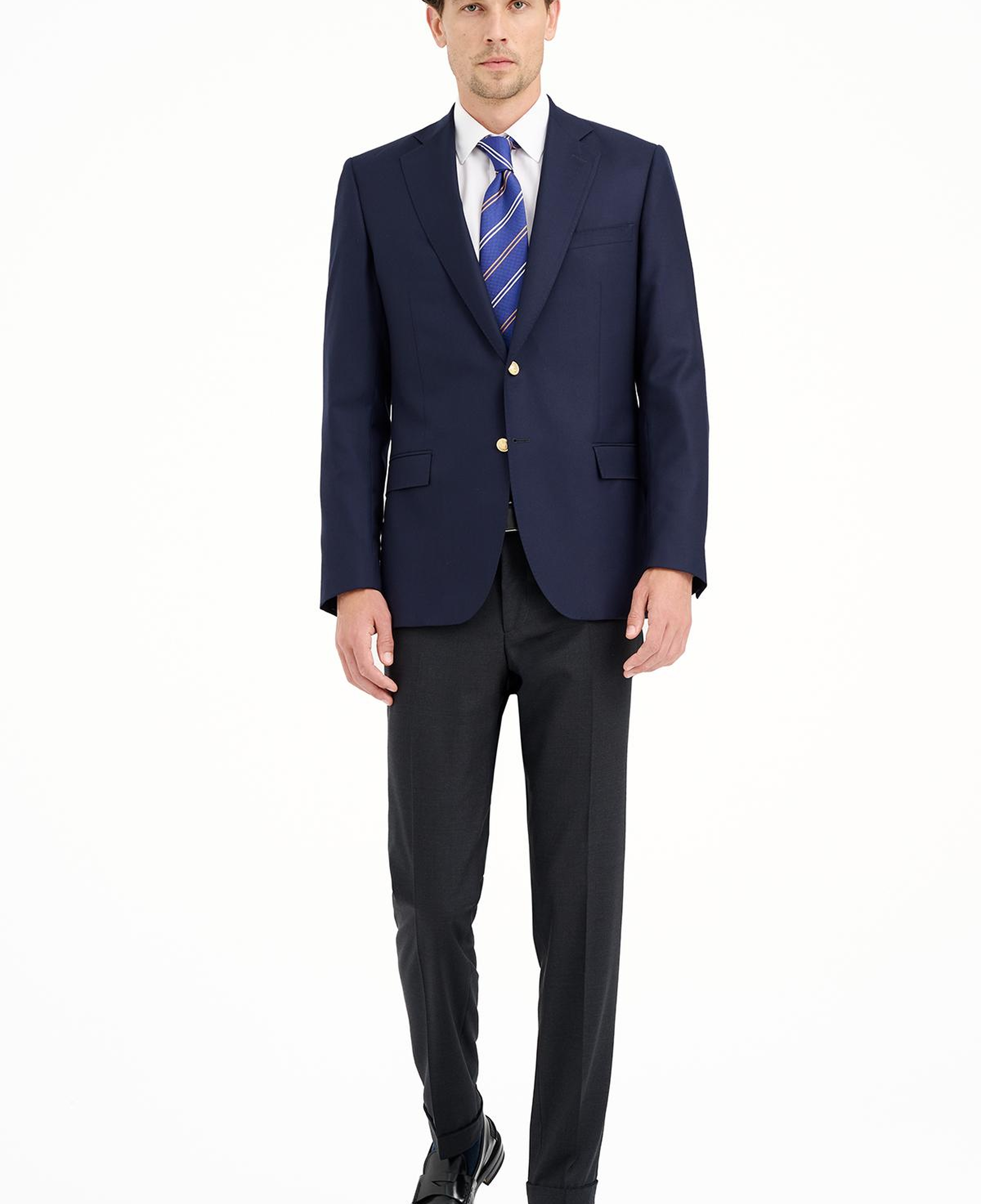 Erkek Lacivert Yün Loro Piana Kumaşıyla Üretilmiş Blazer Ceket
