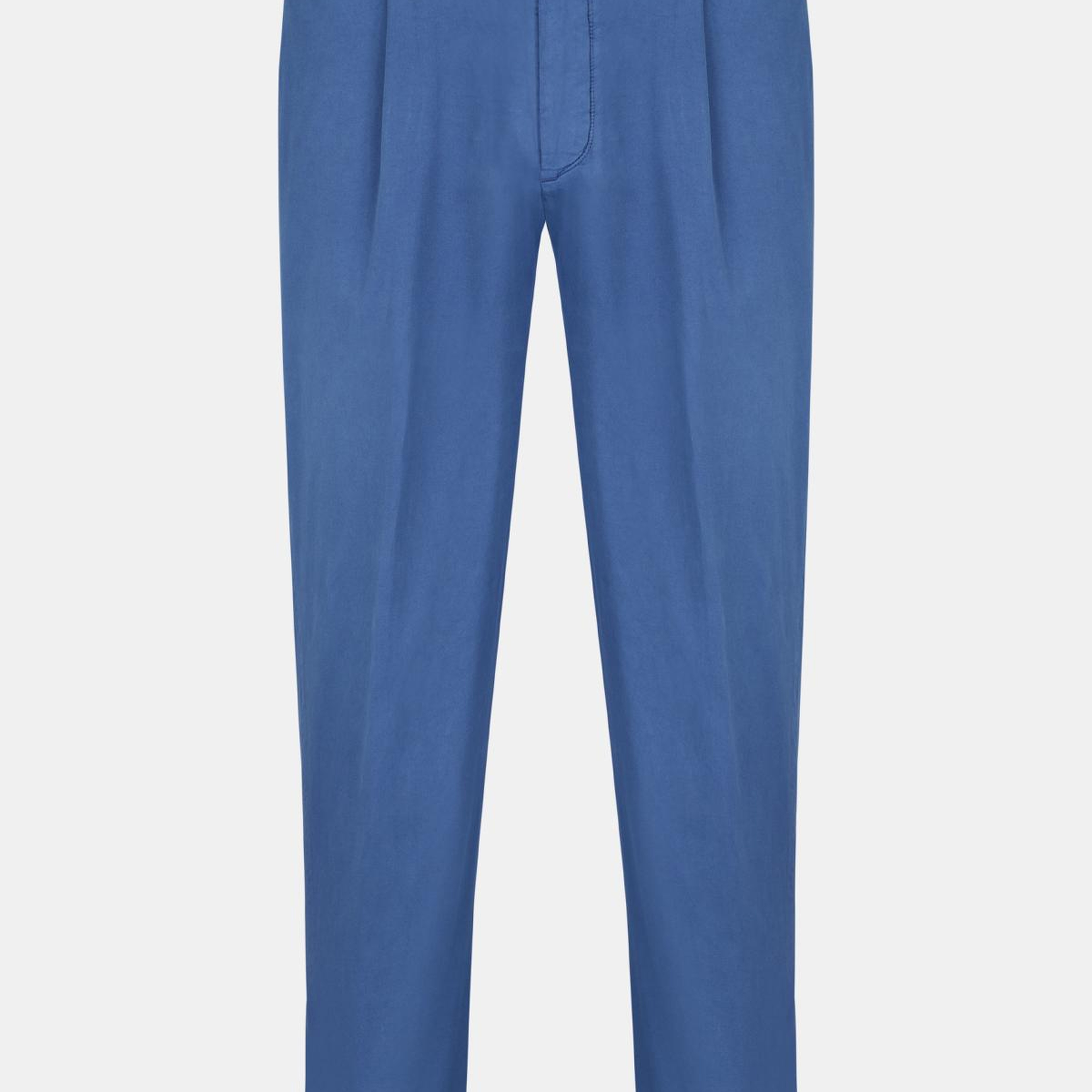 Erkek Mavi İpek Karışımlı Chino Pantolon