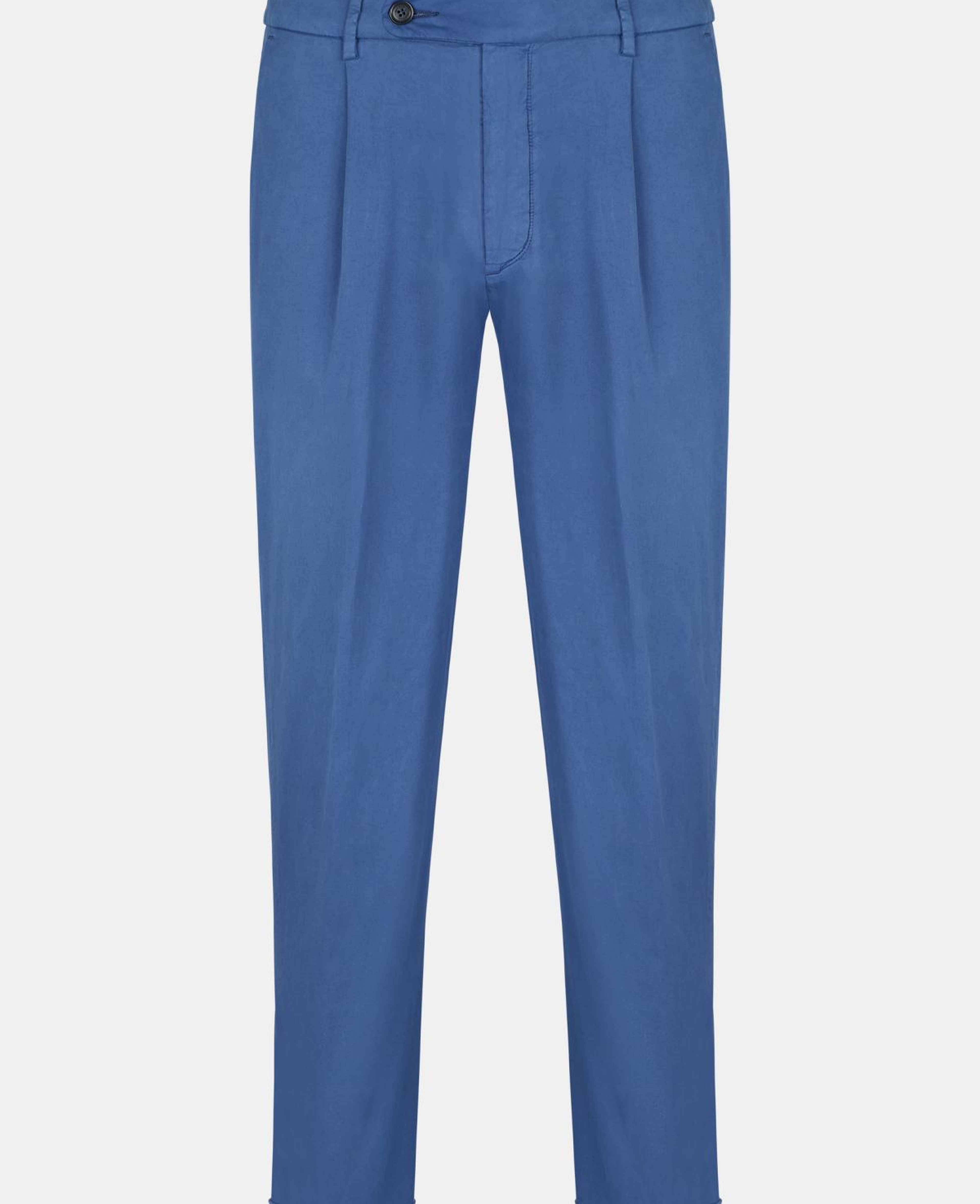 Erkek Mavi İpek Karışımlı Chino Pantolon