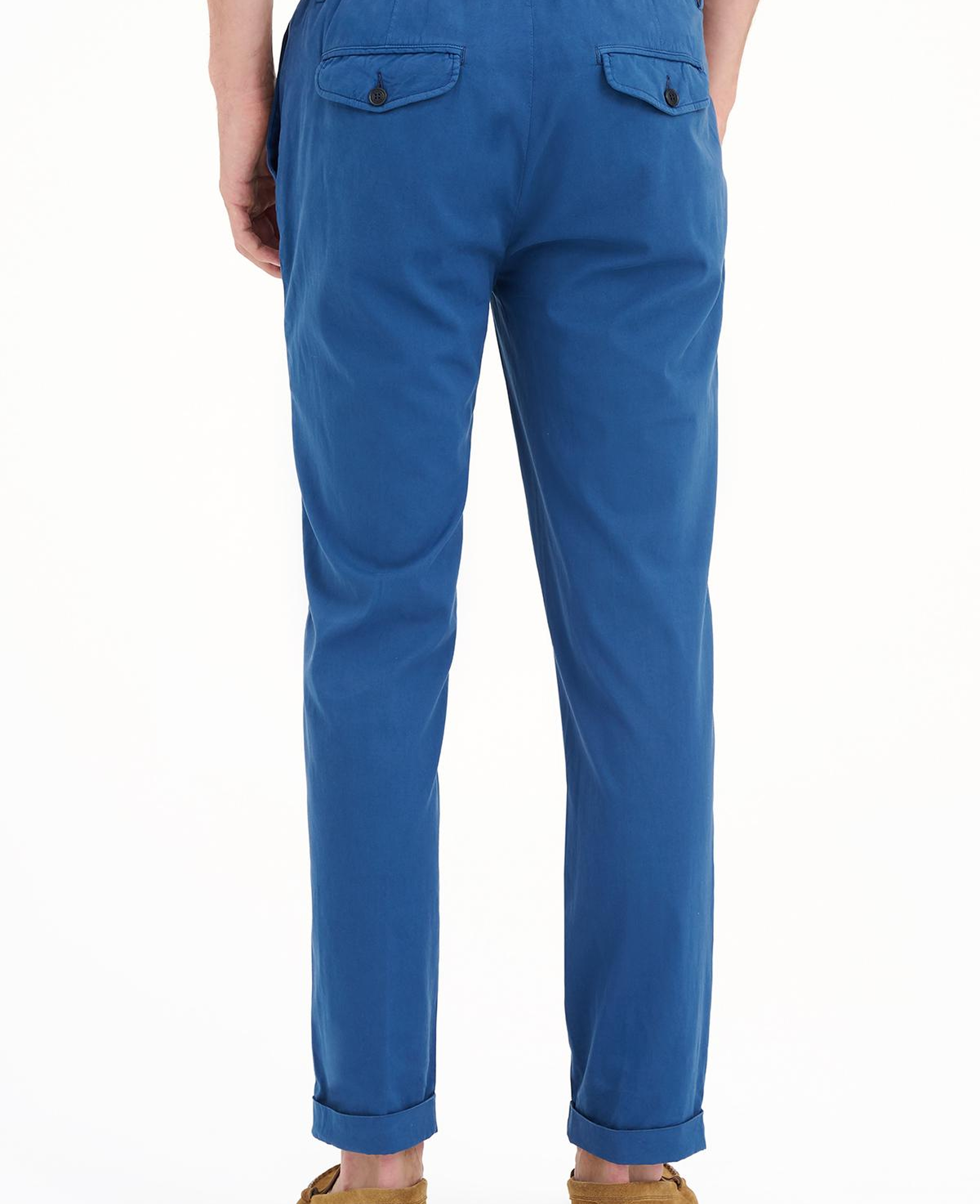 Erkek Mavi İpek Karışımlı Chino Pantolon